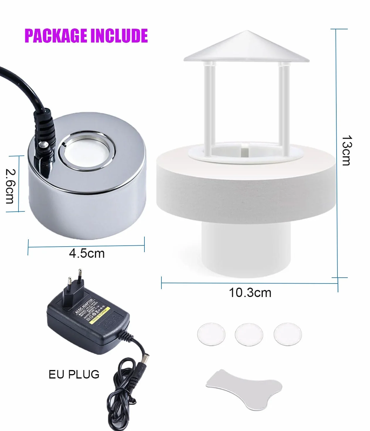 KINGYEENUO Fogger Brume à ultrasons 350 ml/H avec Splash Guard, Float et 3 disques de rechange