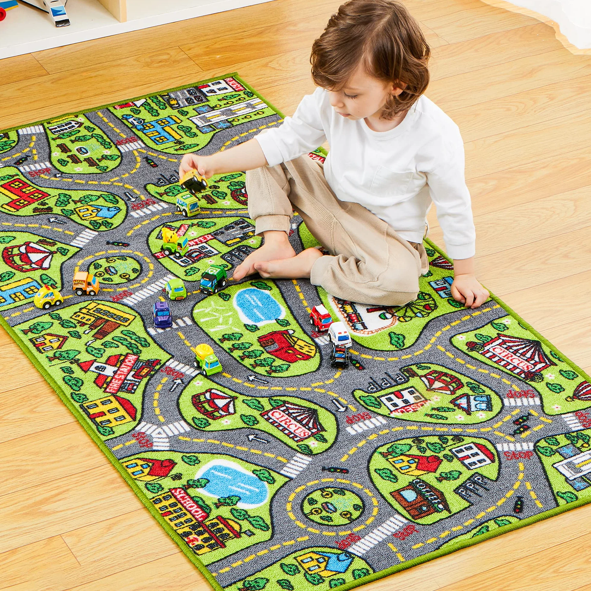 JOYIN Tapis de Jeu avec 12 Mini Voitures 80 x 150 cm pour Enfants Garçon et Fille