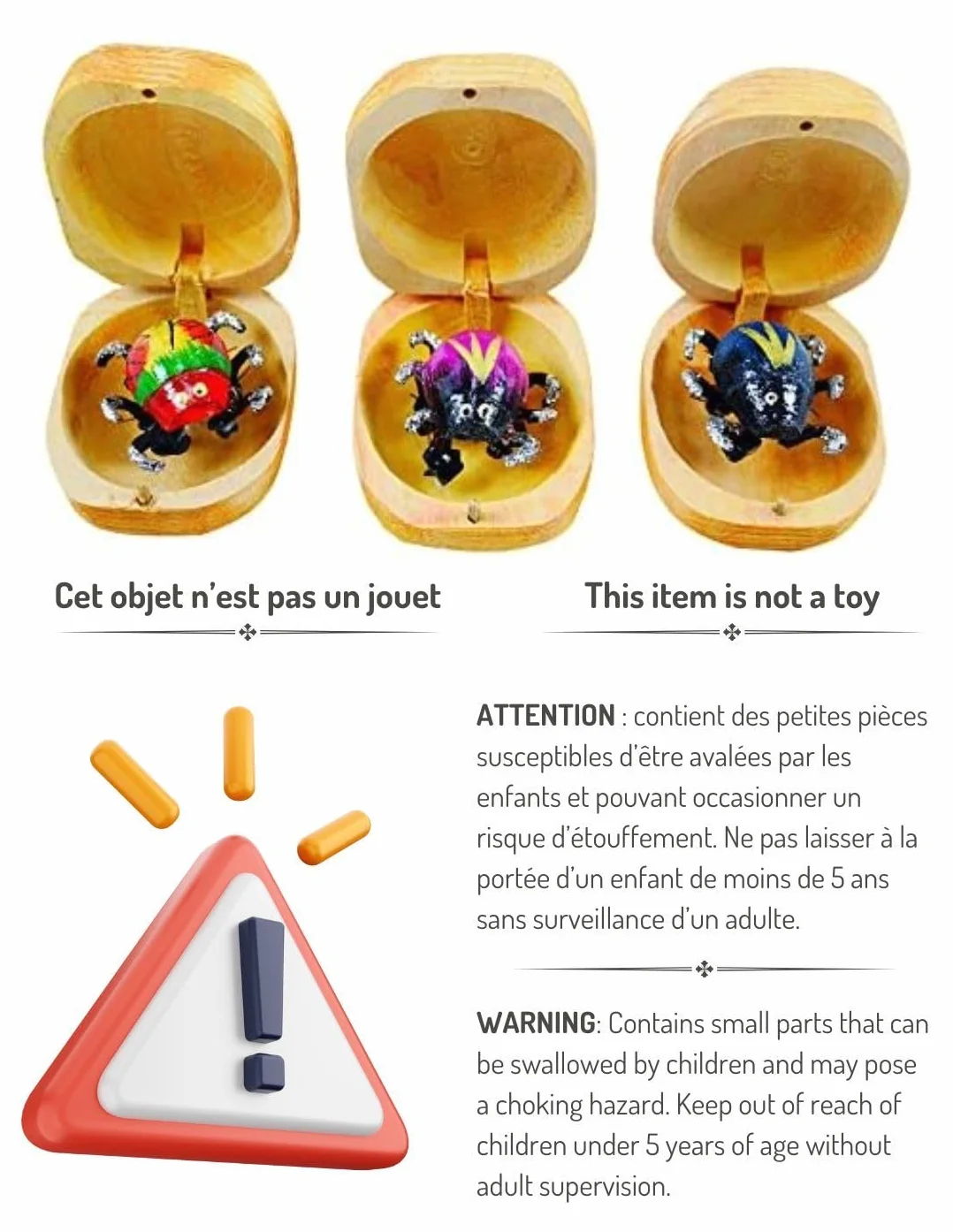 Boîtes à chagrins Scarabées mangeurs de Chagrin en Bois - 3 pièces