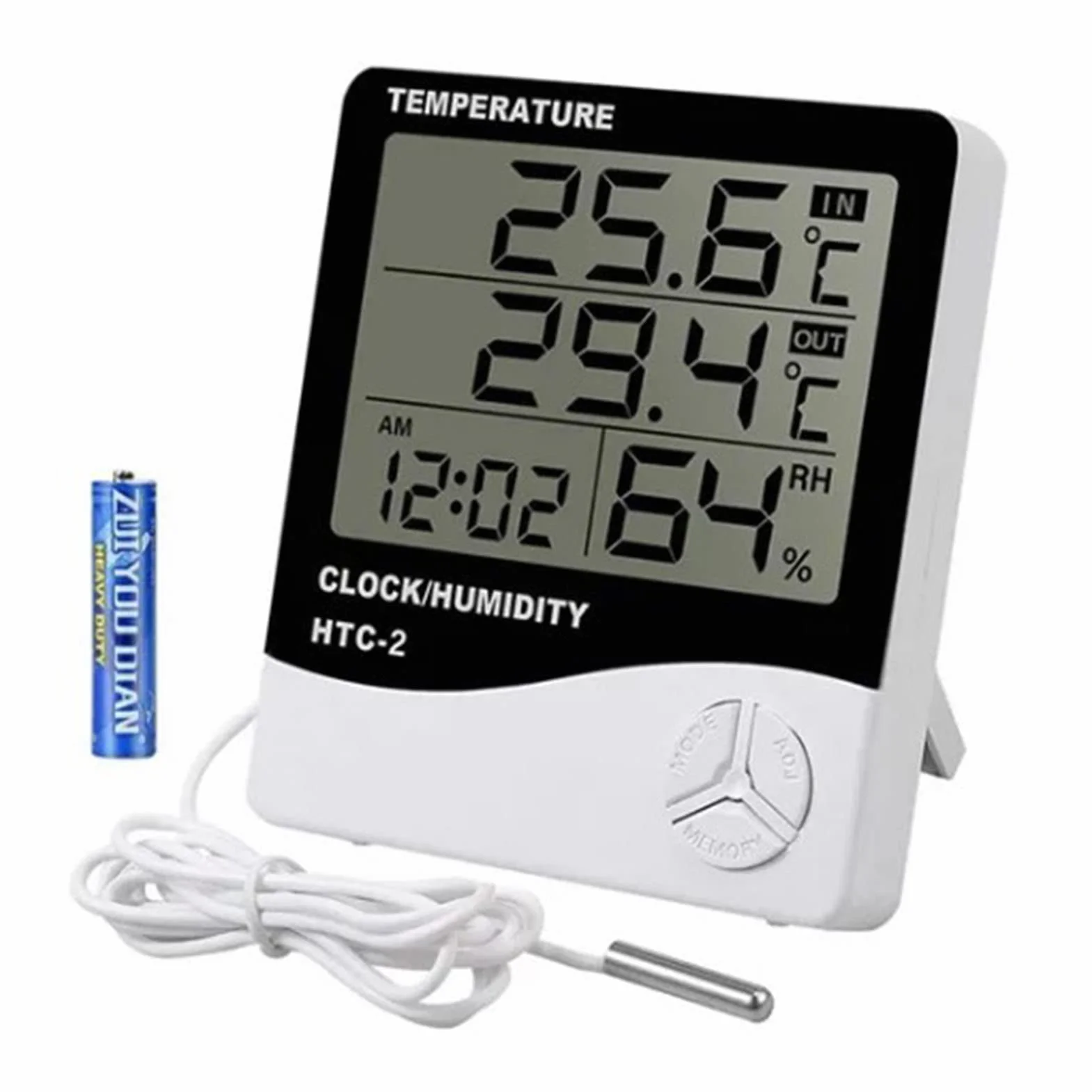 Thermomètre Hygromètre Numérique Grand écran Jauge d'humidité Intérieur Extérieur Sonde étanche Serre