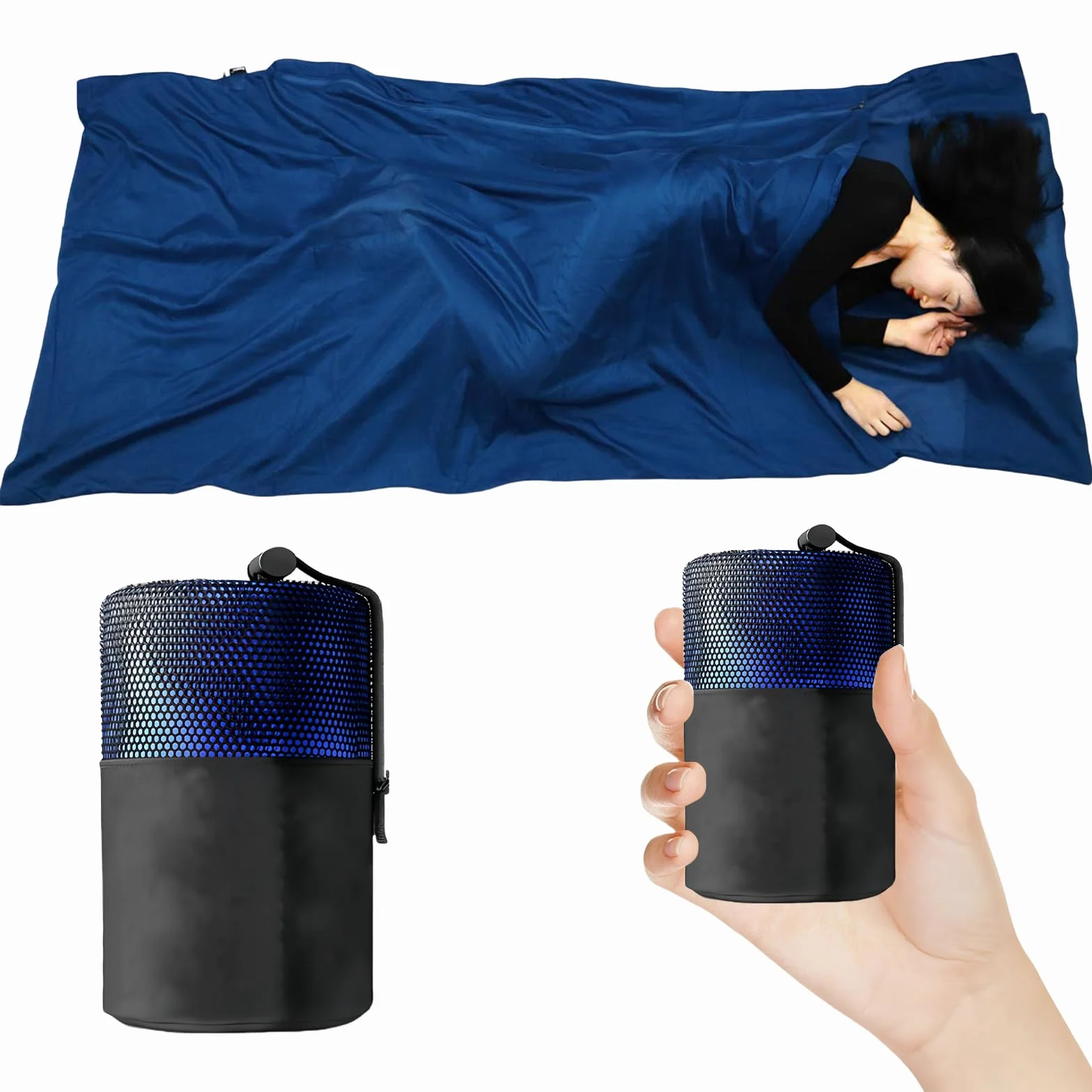 Sac De Couchage Cabane, Drap De Sac De Couchages, Sac De Couchage en Microfibre, Idéal pour Été, Auberges, Randonnée 220 * 90cm