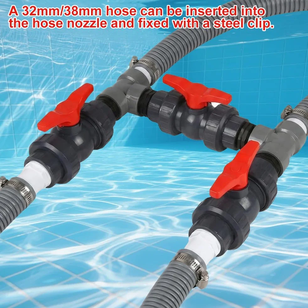 Kit de raccordement de piscine avec pompe à chaleur, diamètre 50 mm, tuyaux 32 mm et 38 mm, chauffage solaire
