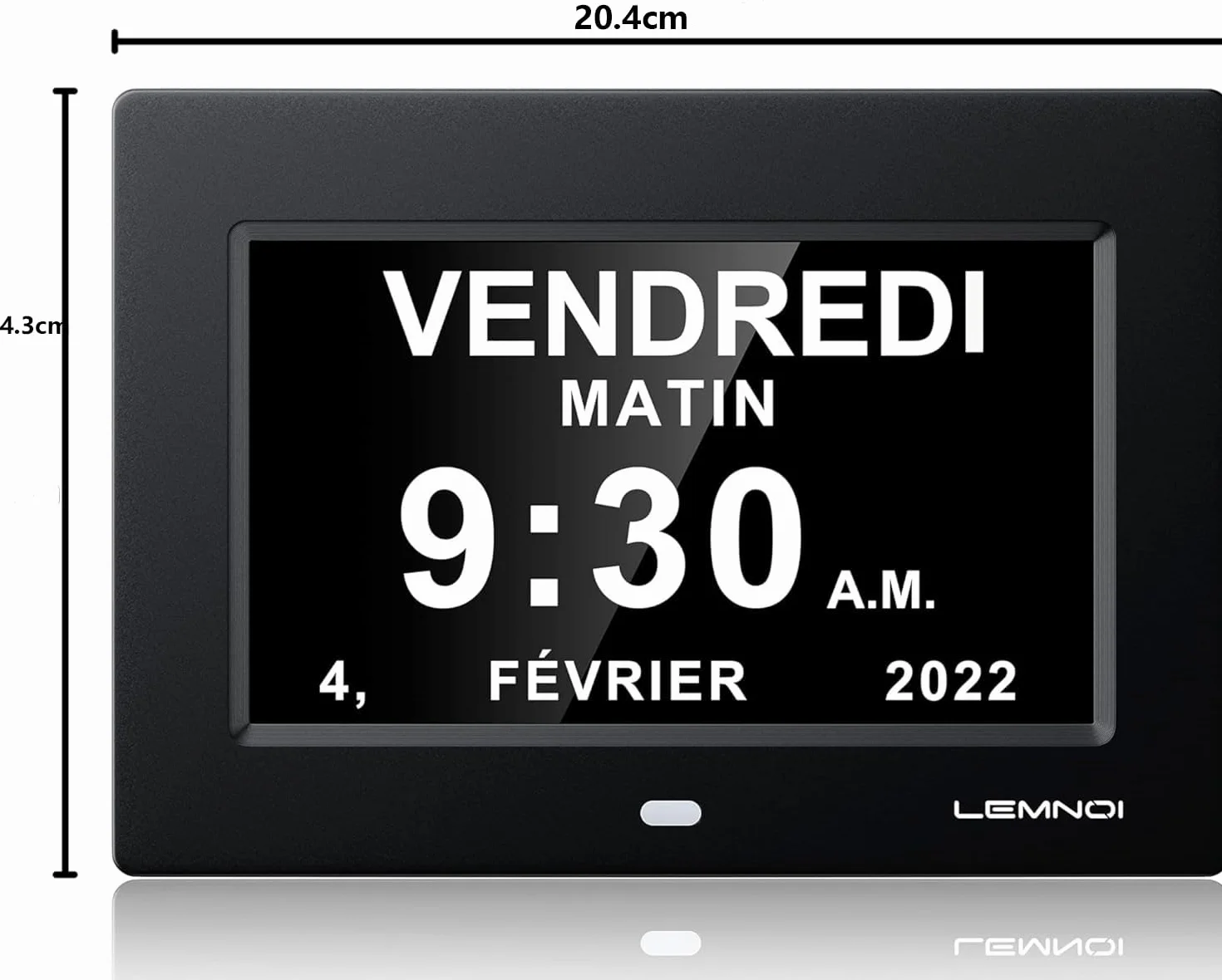 LEMNOI 7 Pouce LCD Horloge Numérique Calendrier Noire Auto Dimming HD Display Rappel Alzheimer
