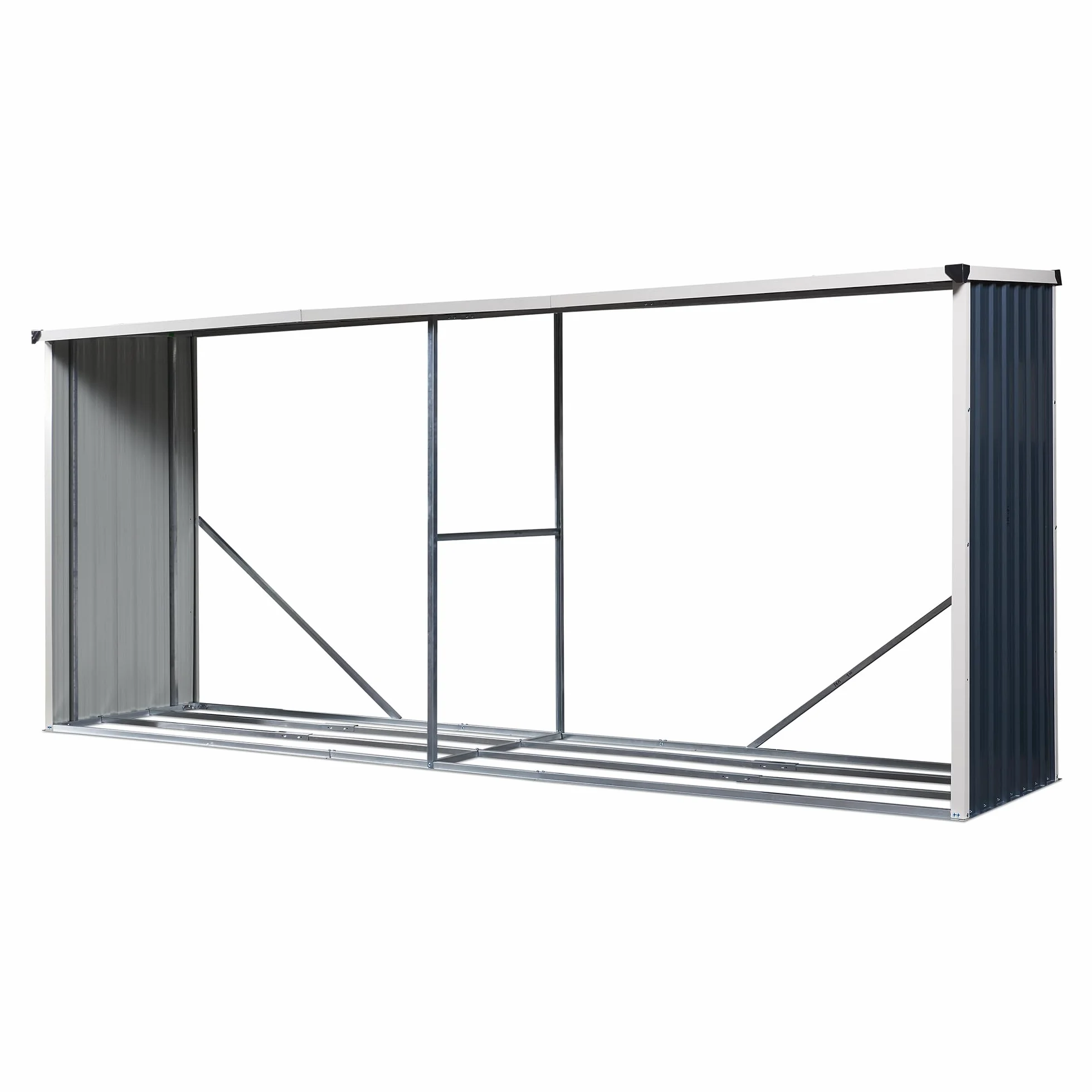 Abri-Bûches Couvert Solide Support pour Bois de Chauffage en Acier Galvanisé 352 x 80 x 152 cm Anthracite