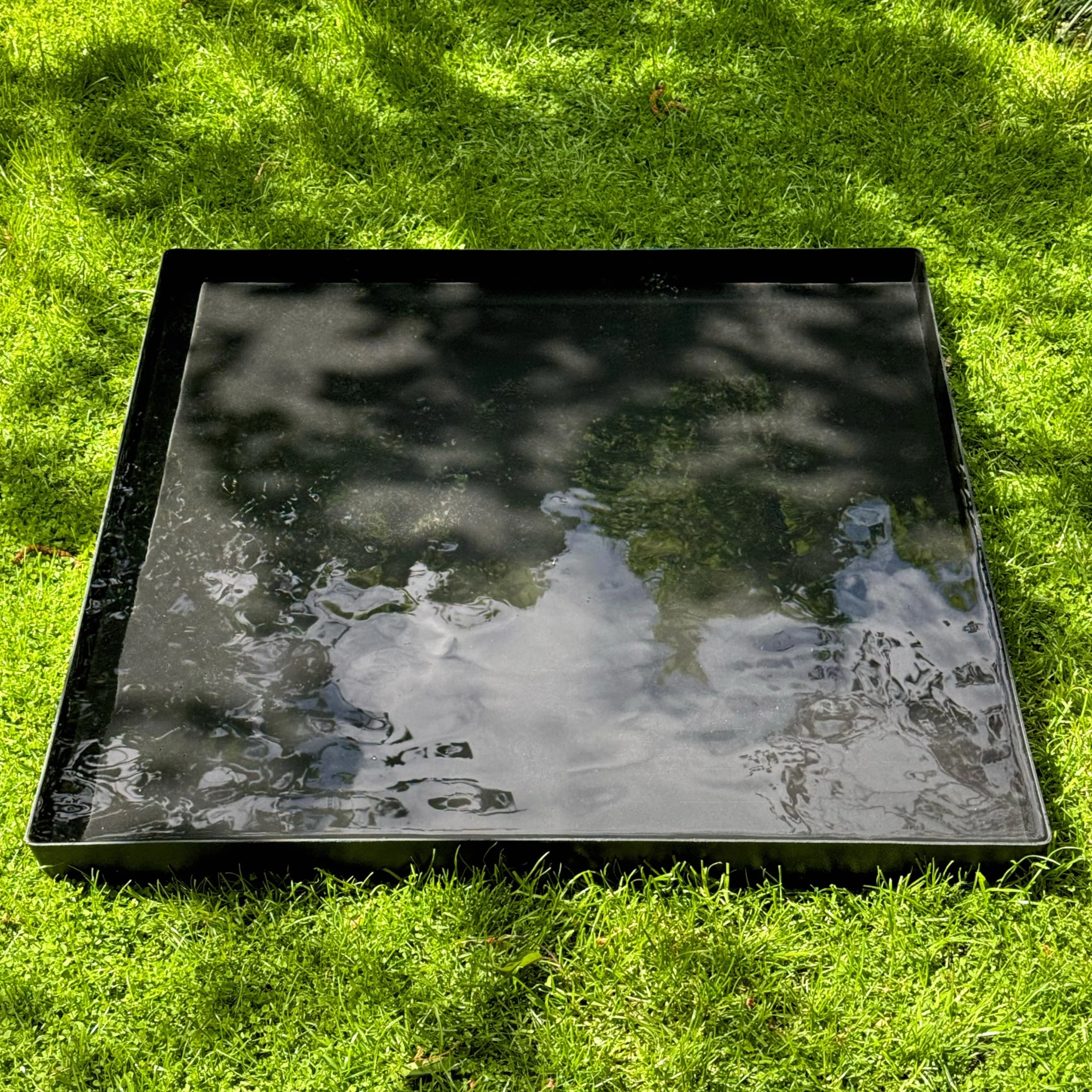 Bassin de Jardin Carré 80 cm, Miroir d'Eau Décoratif pour Terrasse et Pelouse