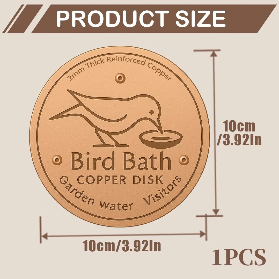 Disque De Purification Cuivre Rouge pour Bain d'oiseaux, Nettoyeur De Bassin pour Oiseaux, Accessoires