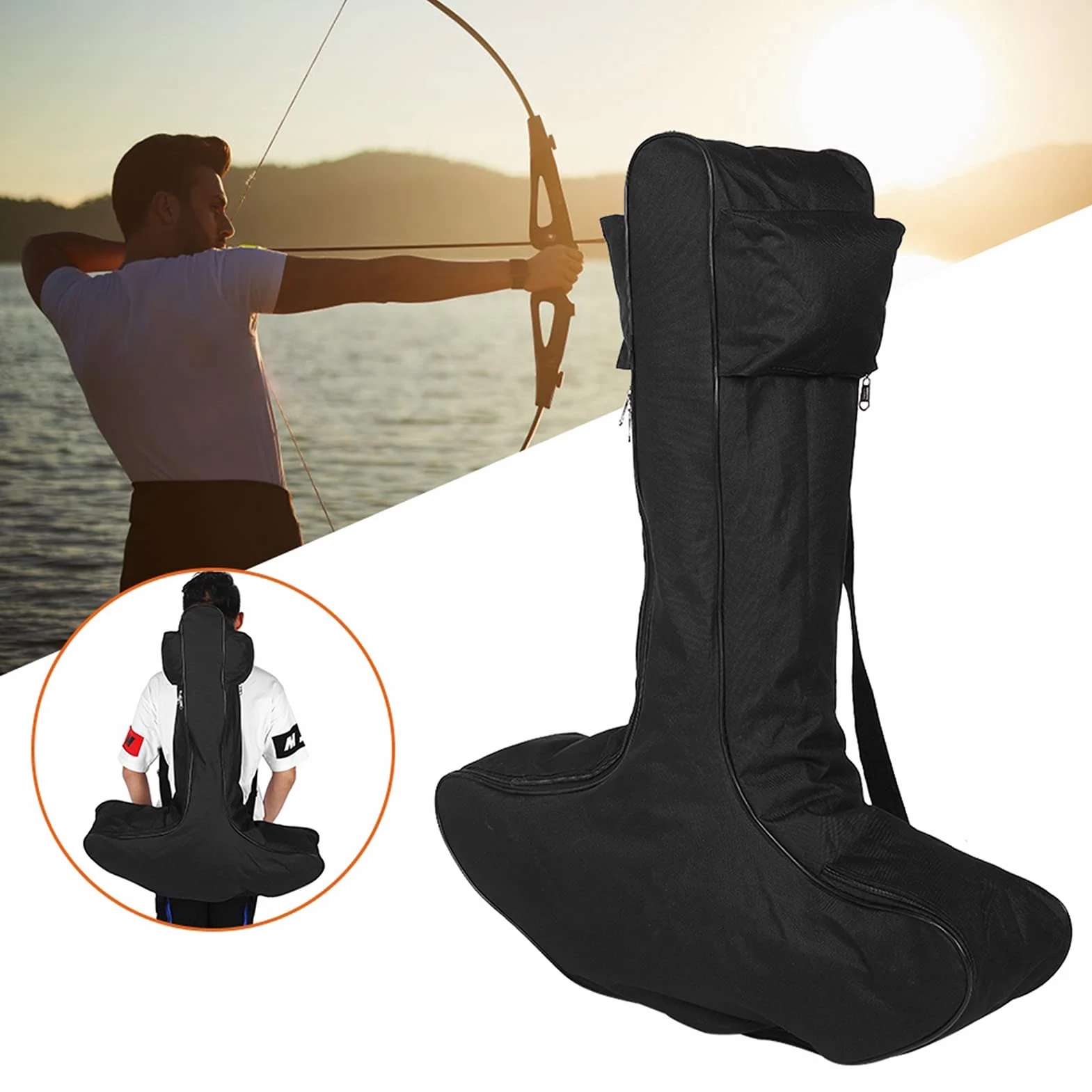 Cas D'arc En Forme De T, Sac Arbalète étui Composé Toile Léger Housse Protection Avec Bandouliere Tir L'arc Rangement Transport L'arbalète Au Plein Air Portable Universel Arc Accessoire Chasse Noir