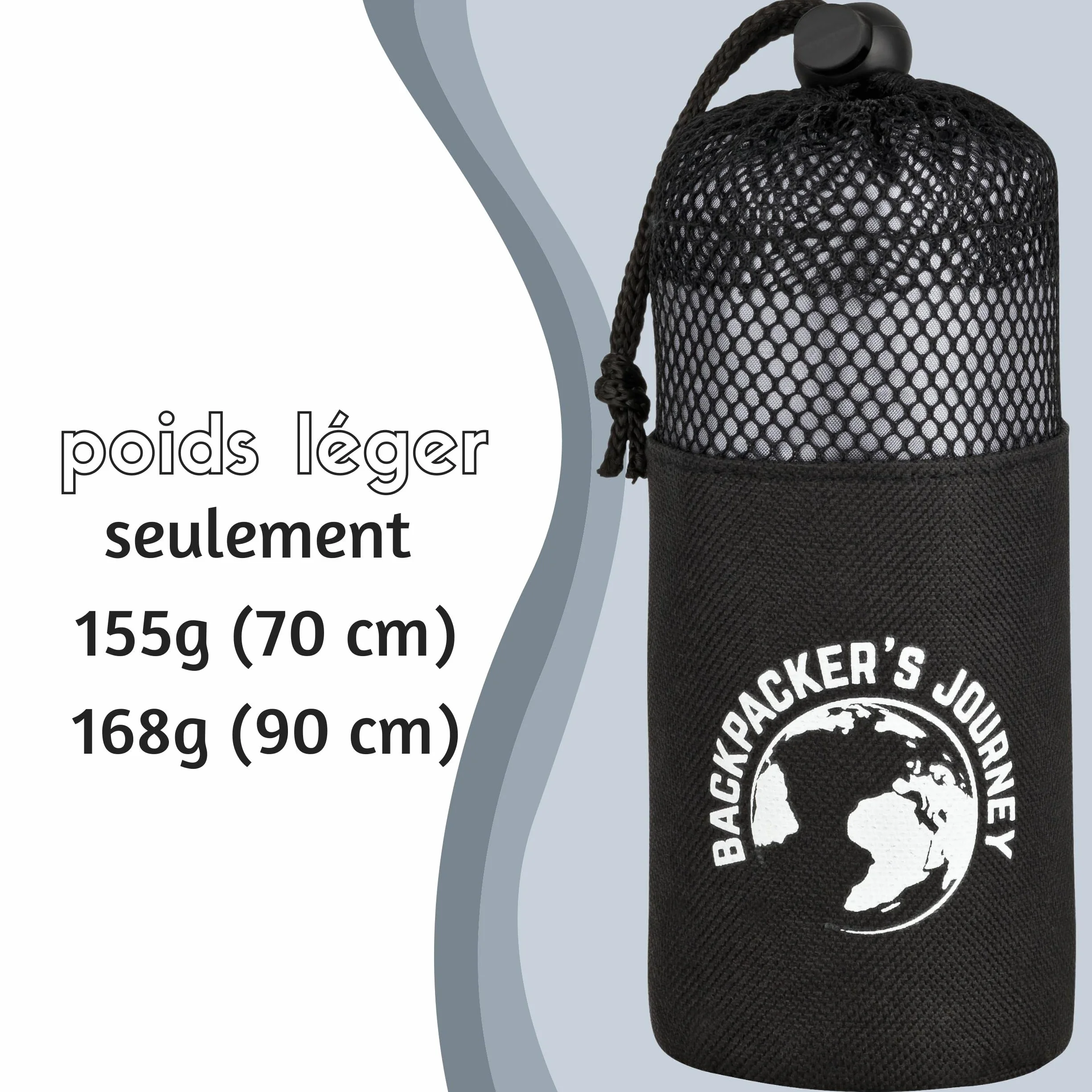 Backpacker’s Journey Sac de couchage ultrafin et léger (155 g) Revêtement en microfibre Idéal pour voyager avec un sac à dos, les auberges de jeunesse, les chalets