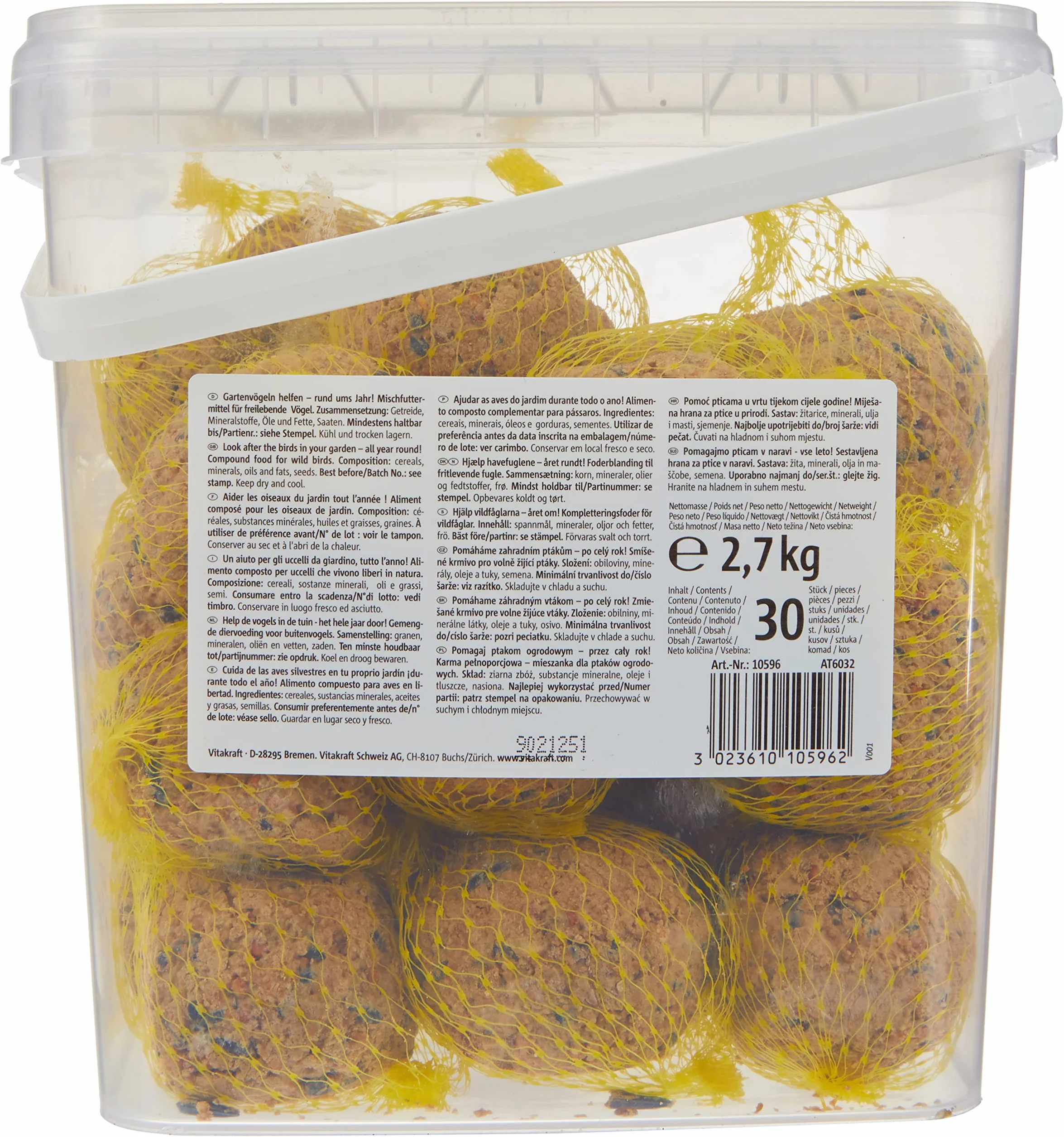 VITAKRAFT Vita Garden Seau de Boules de Graisse avec Filets pour Oiseaux 30 unités
