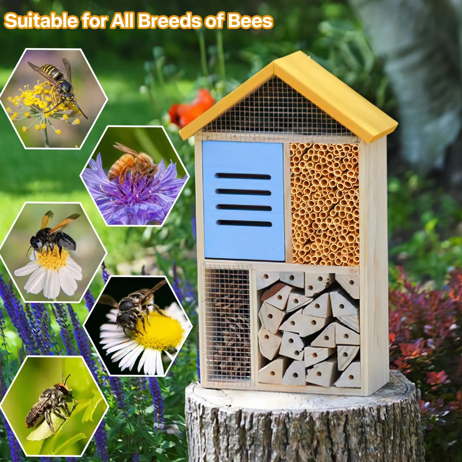 Kit Maison d'abeille 500 Pièces Pailles de Blé Naturelles 14.5 cm pour Hôtel à Insectes