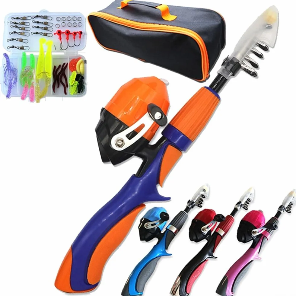 Zoegneer Ensemble canne à pêche pour enfants - Canne à pêche parent-enfant - Moulinet de pêche pour voyage parent-enfant