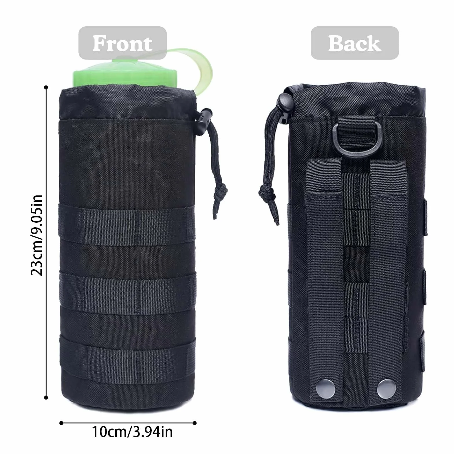 Porte Gourde Porte Gourde Sac à Dos Sac Gourde avec Cordon de Serrage Support Gourde Velo Sac Tactique Porte Gourde Randonnée pour Randonnée, Chasse, Camping, Entraînement