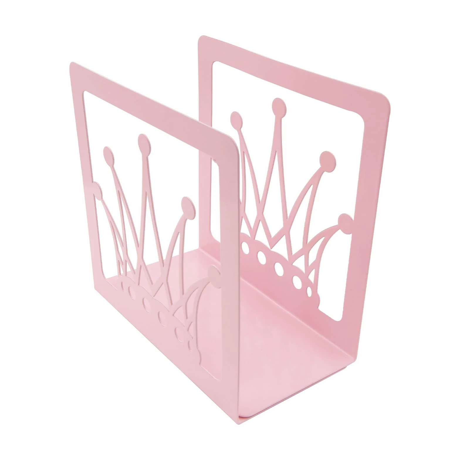 Serre-livres en forme de couronne rose métal creux support bureau bibliothèque