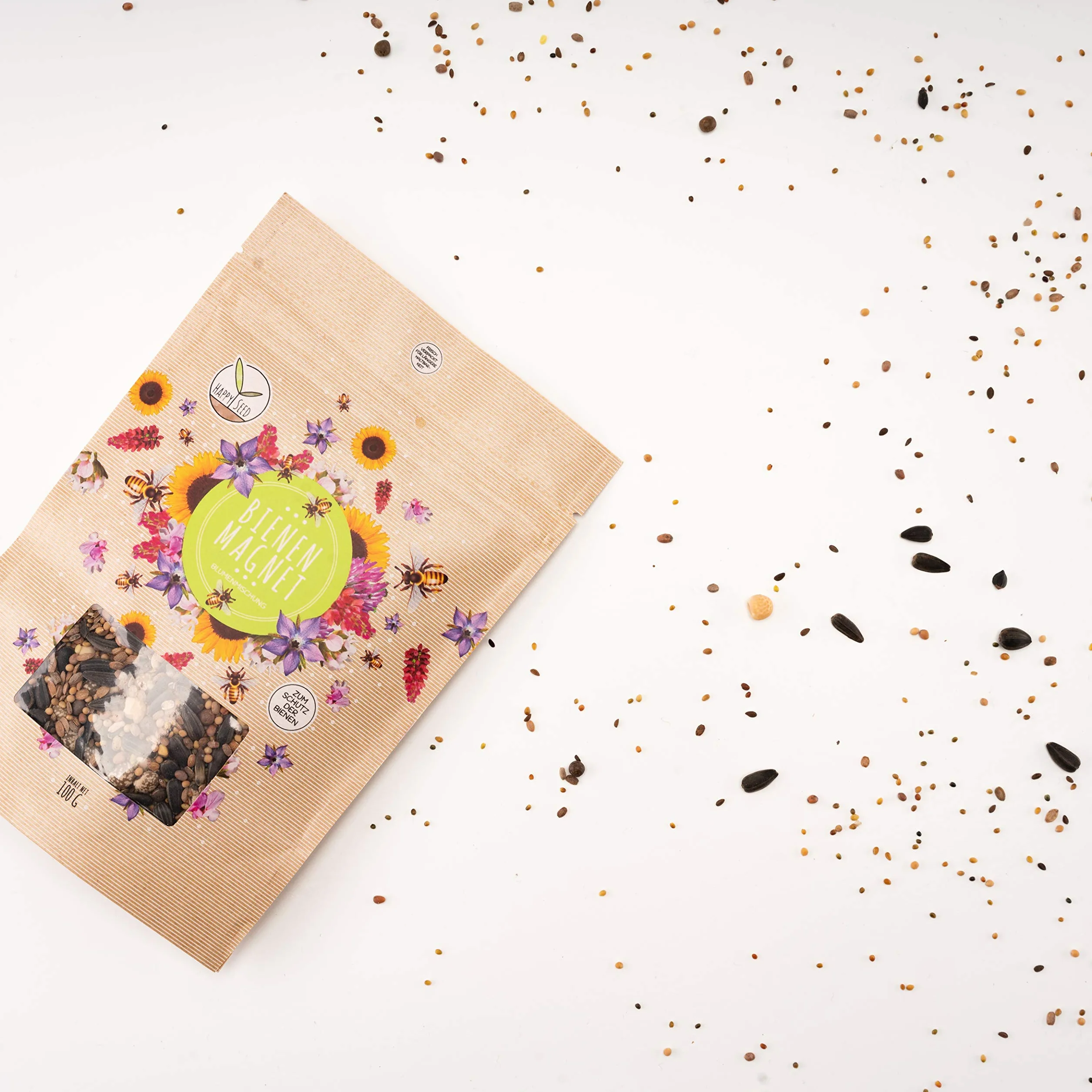 Graines de prairie colorées 100 g pour abeilles et papillons - Fleurs sauvages multicolores riches en nectar