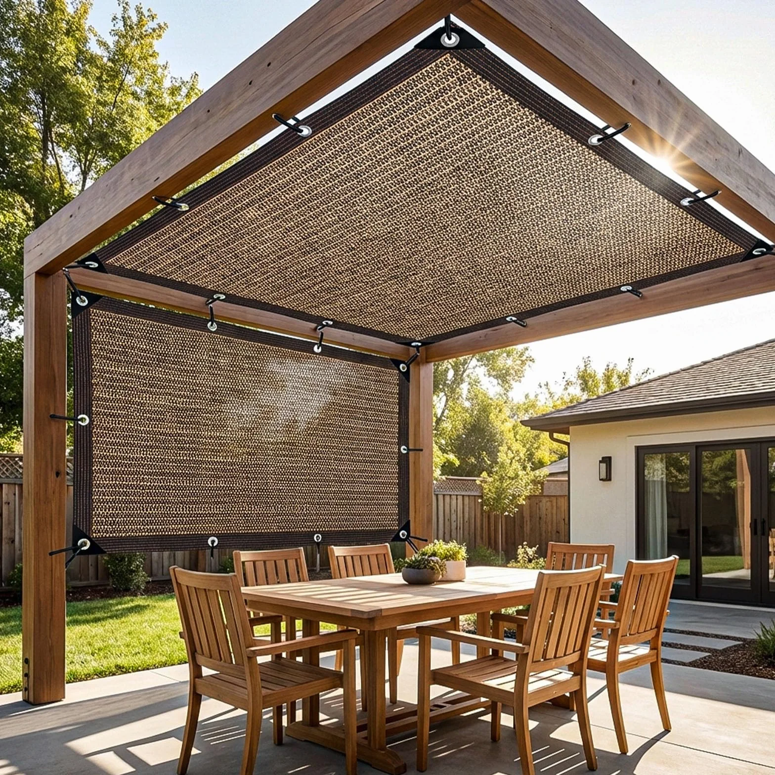 Filet d'ombrage extérieur 2x3m 80% UV avec œillets pour pergola jardin patio