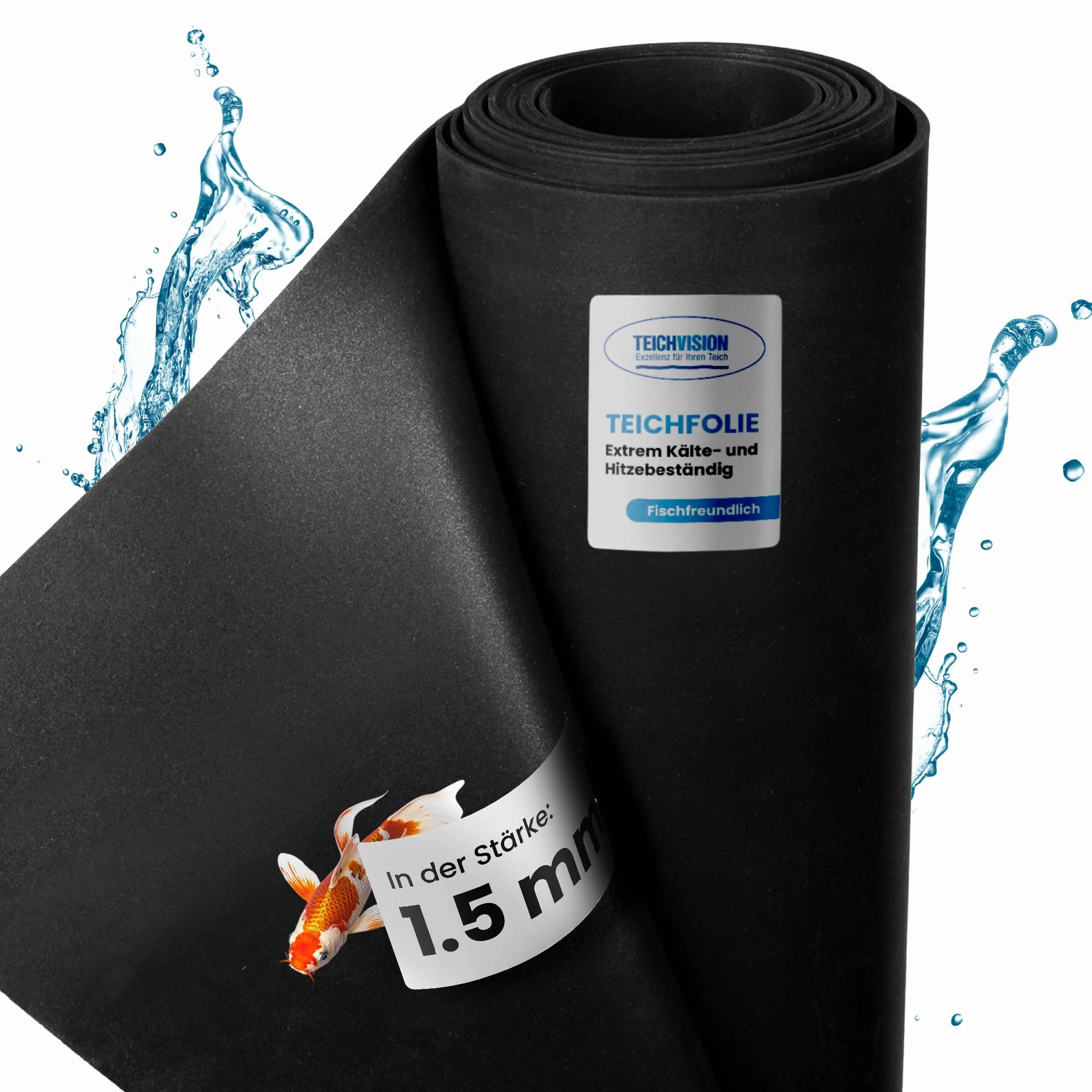 Bâche EPDM premium pour bassin 4,57 m x 6 m épaisseur 1,5 mm noire durable