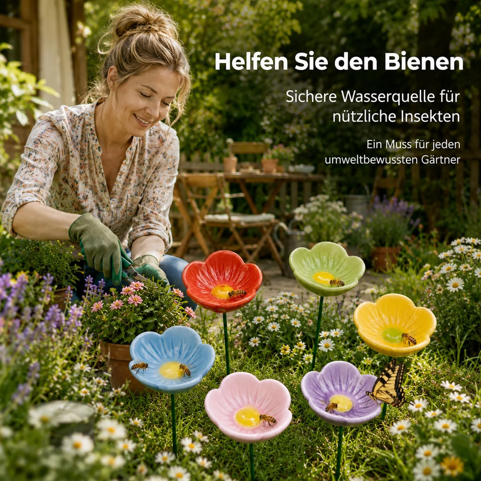 Abreuvoirs à abeilles en céramique lot de 6 - Abreuvoir à insectes pour jardin avec prise
