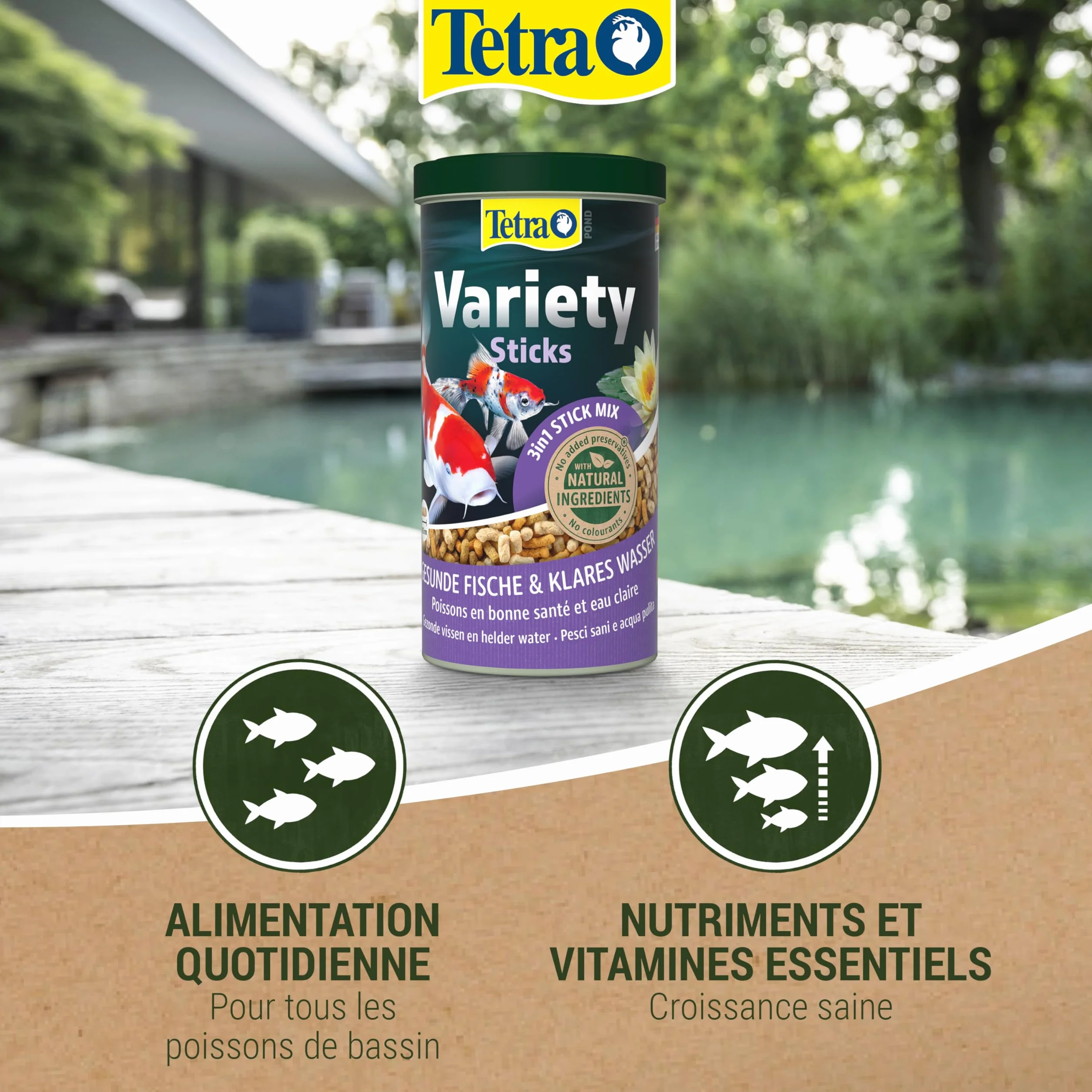 Tetra Pond Variety Sticks - Aliments en Stick pour Poissons de Bassin - 1 L