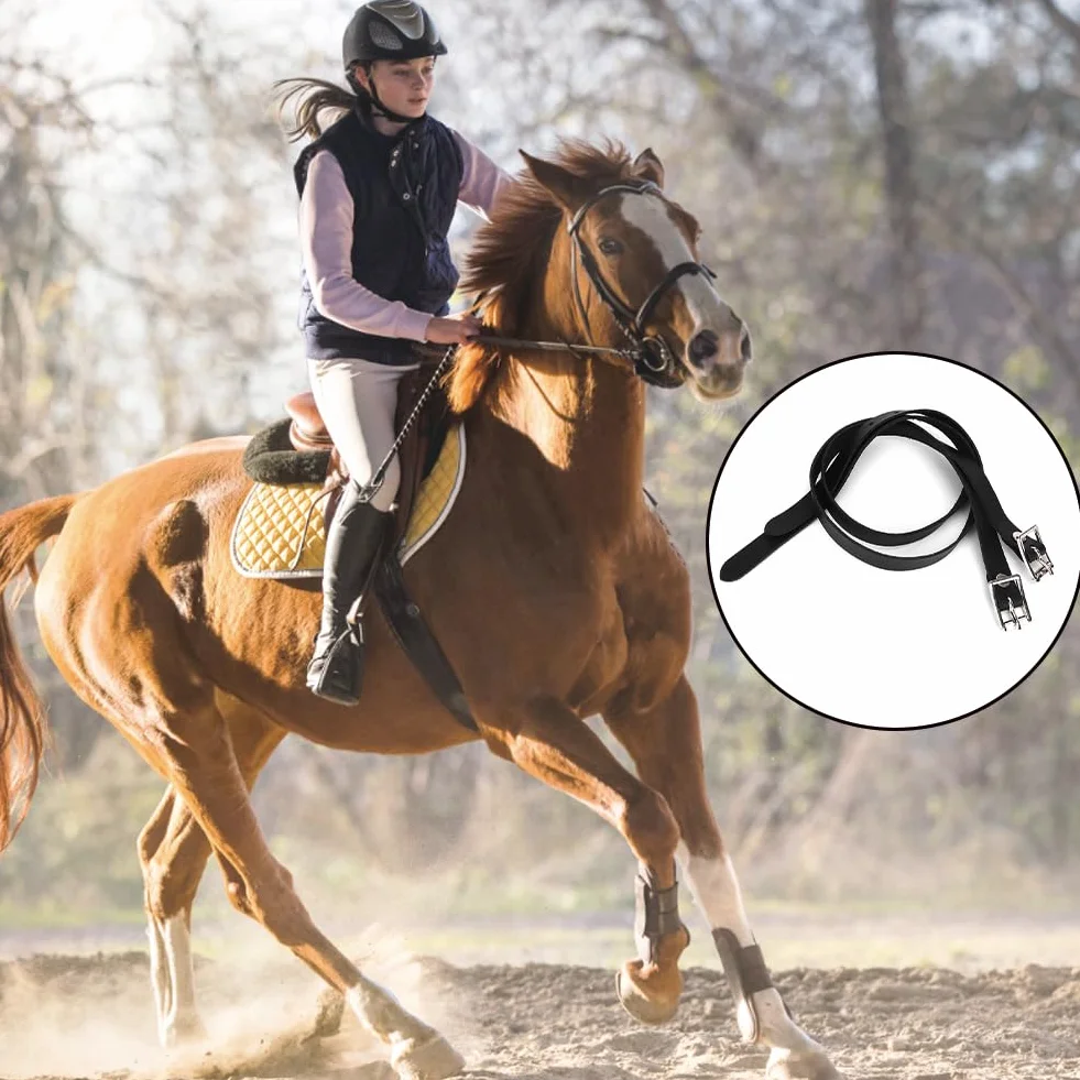 Sangle D'éperons en Cuir,2Pcs Lanières Réglables Étrivières Courroies Allongées Boucle en Acier Inoxydable Équitation Fixation sur Bottes de Cowboy pour Contrôle L'équitation Sports 50cm