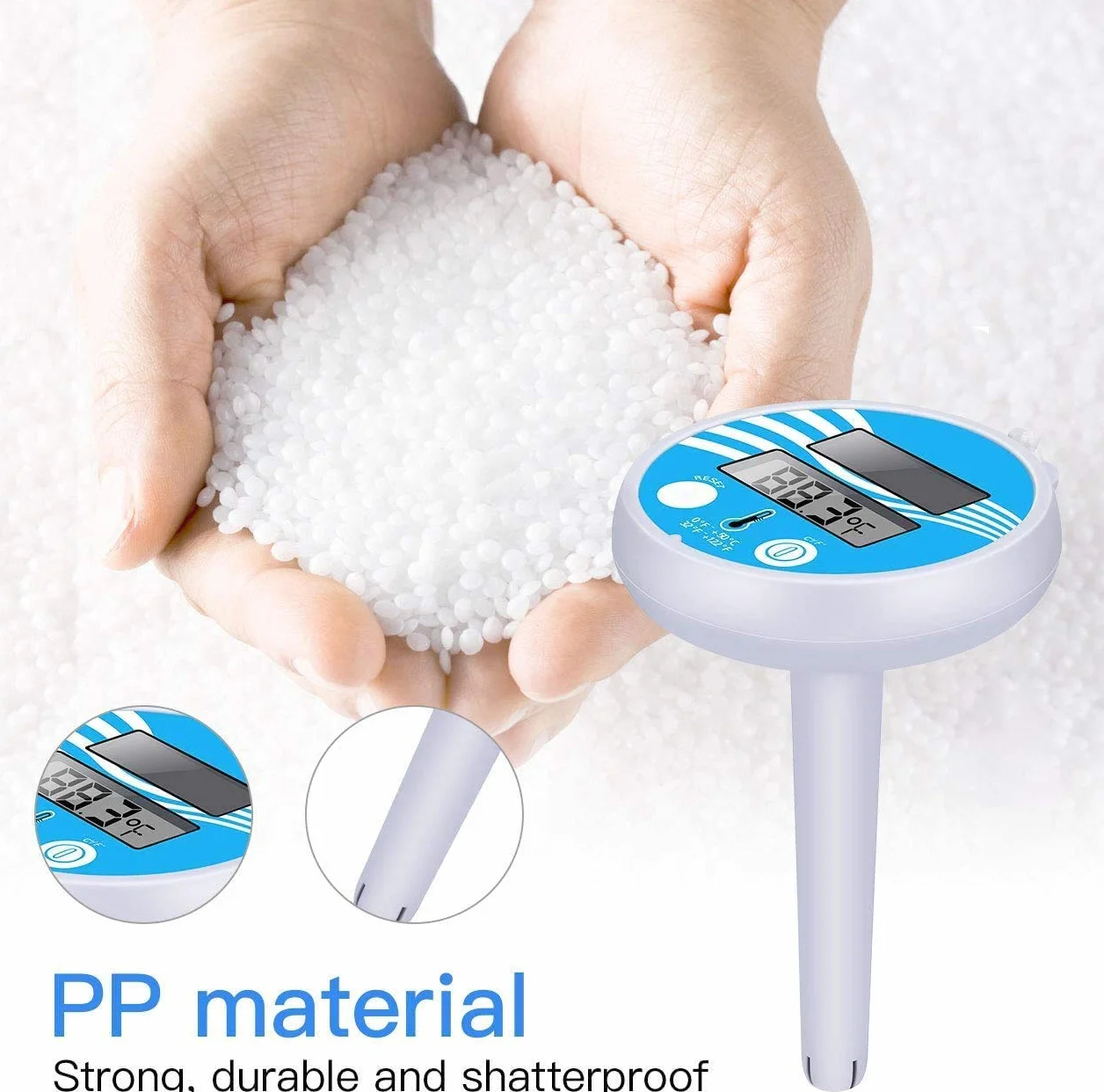 Thermomètre Piscine Flottant Numérique avec Grand Écran LCD Solaire pour Bassin Spa