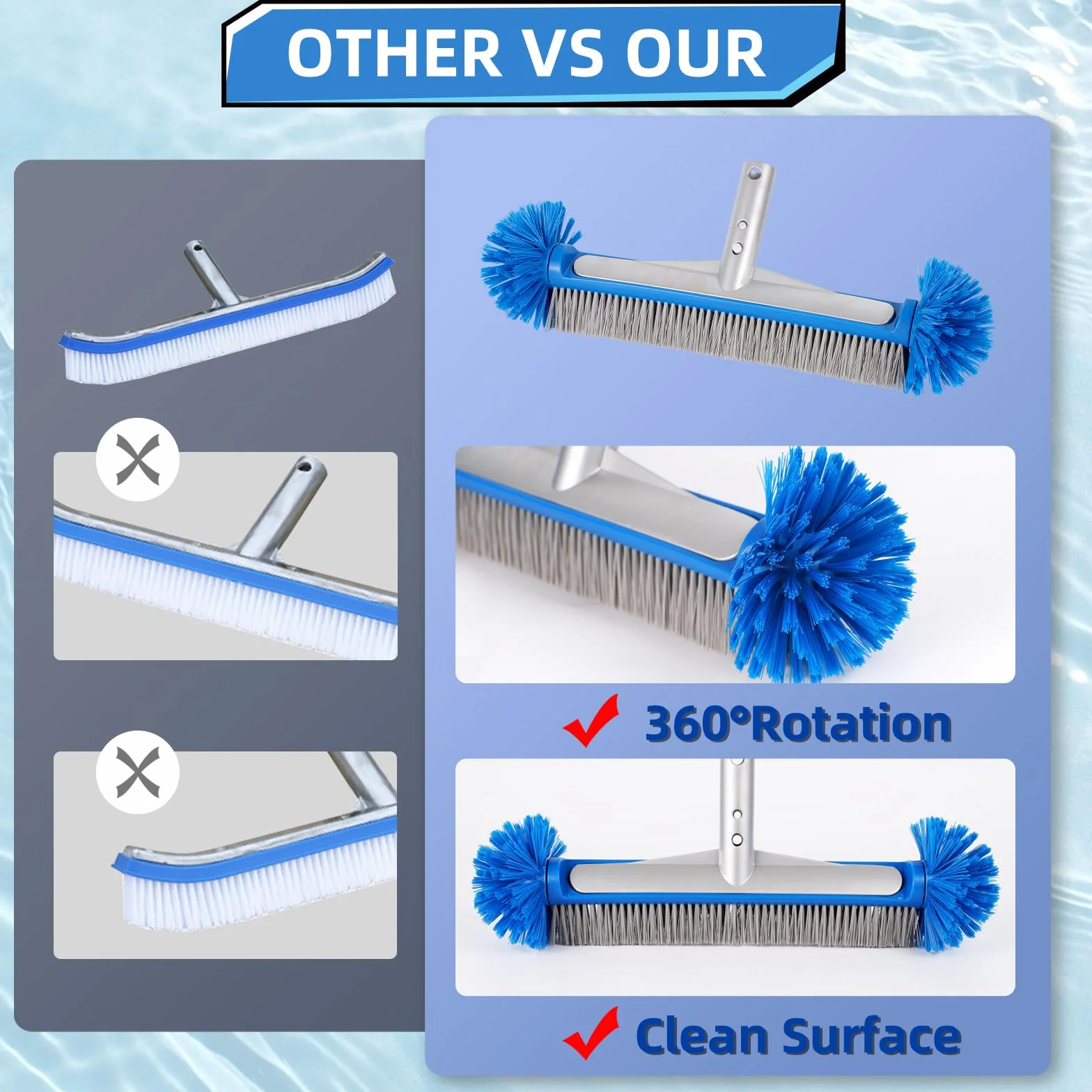 FIFBANG Brosse de Piscine 43cm Plastique Éponge Ronde Nettoyage Carreaux Salle de Bain