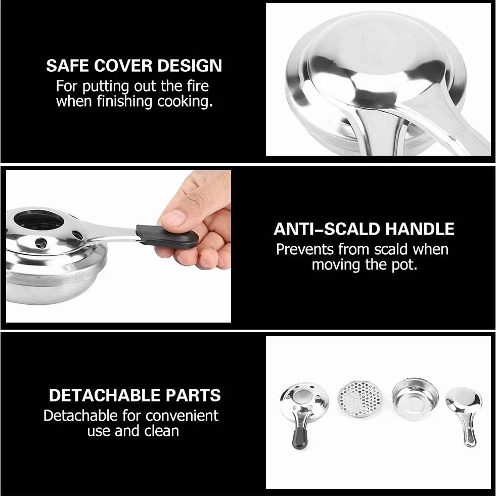 Poêle à alcool, brûleur de poêle à alcool portable en acier inoxydable pour le camping en plein air ou la panique, détachable et durable