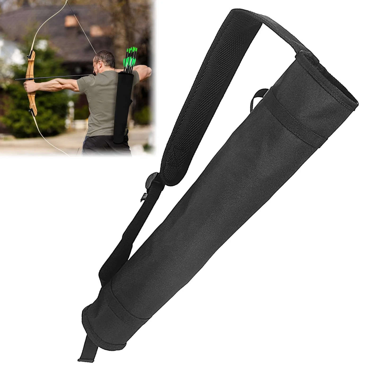 Tokaneit Carquois de Tir à l'arc,Sac de Tir à l'arc Portable,Sac de Tir à l'arc de Grande Capacité,Sac de Flèche à Bandoulière Réglable,Sac de Tir à l'arc Extérieur,Sac de Tir à l'arc en Nylon