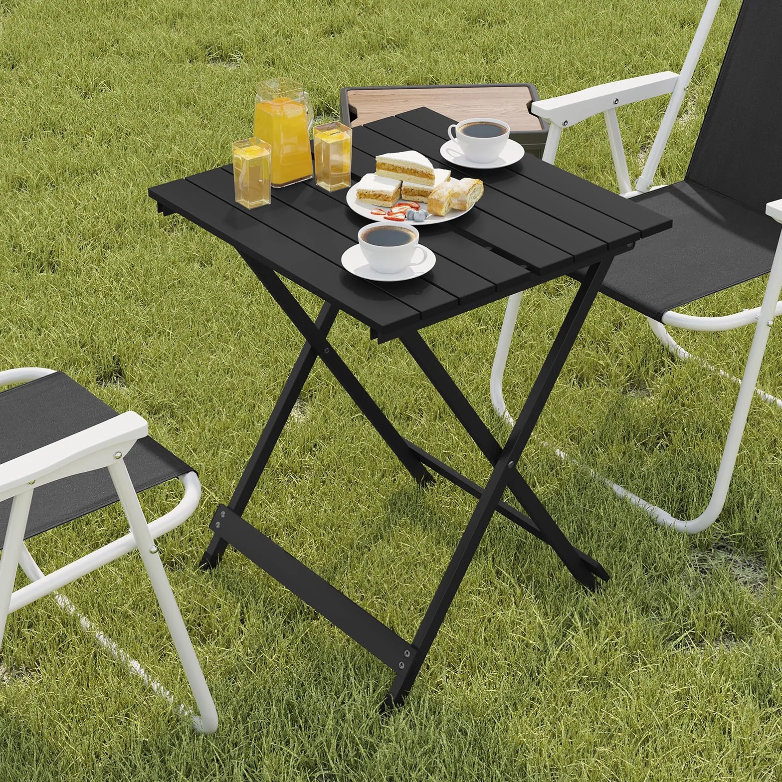 WOLTU Table de Camping en Aluminium Pliante 50,5x47x59,5cm Noir