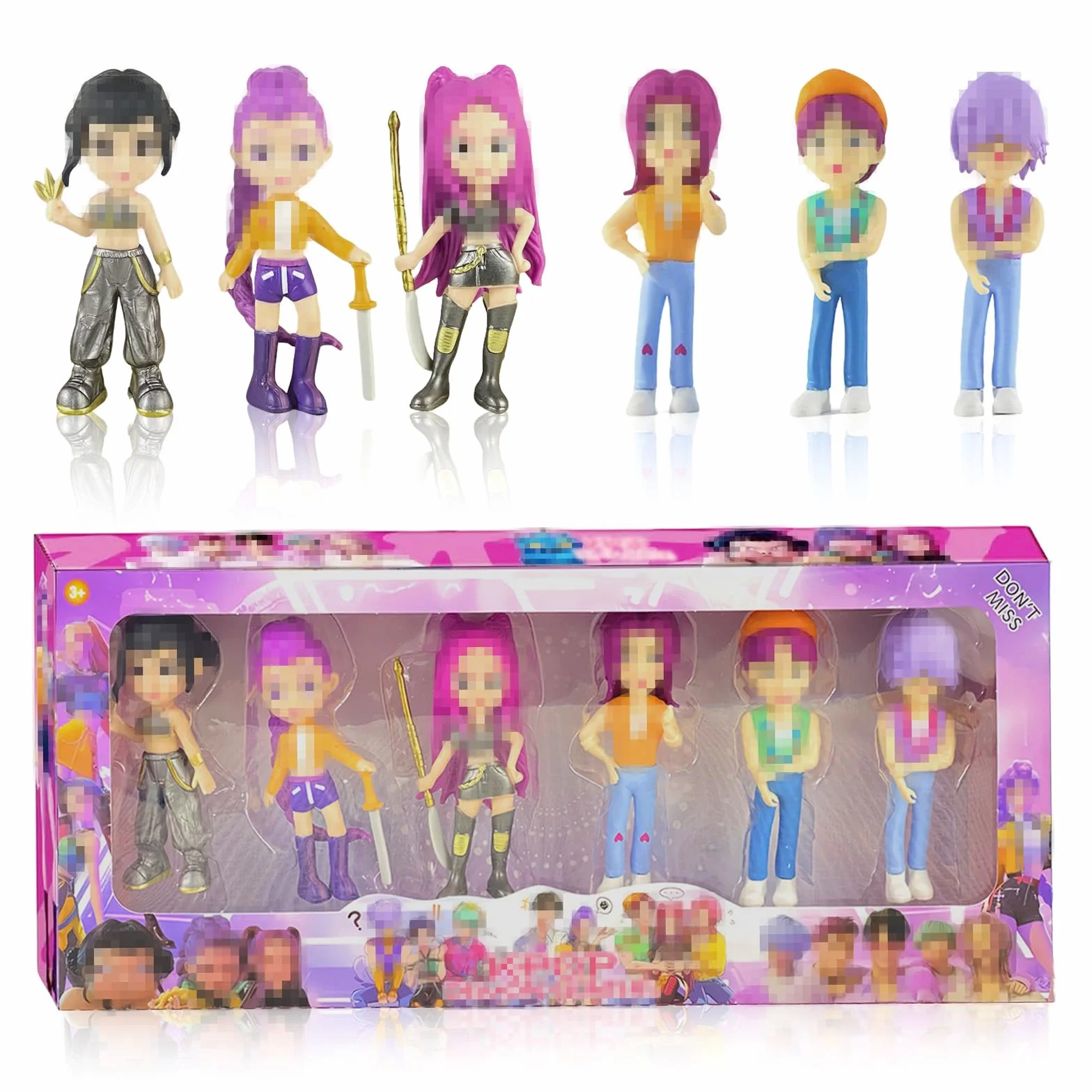 Huntrs Figurine Set 6 Pièces PVC Cartoon Anime Ornements Cadeaux Anniversaire