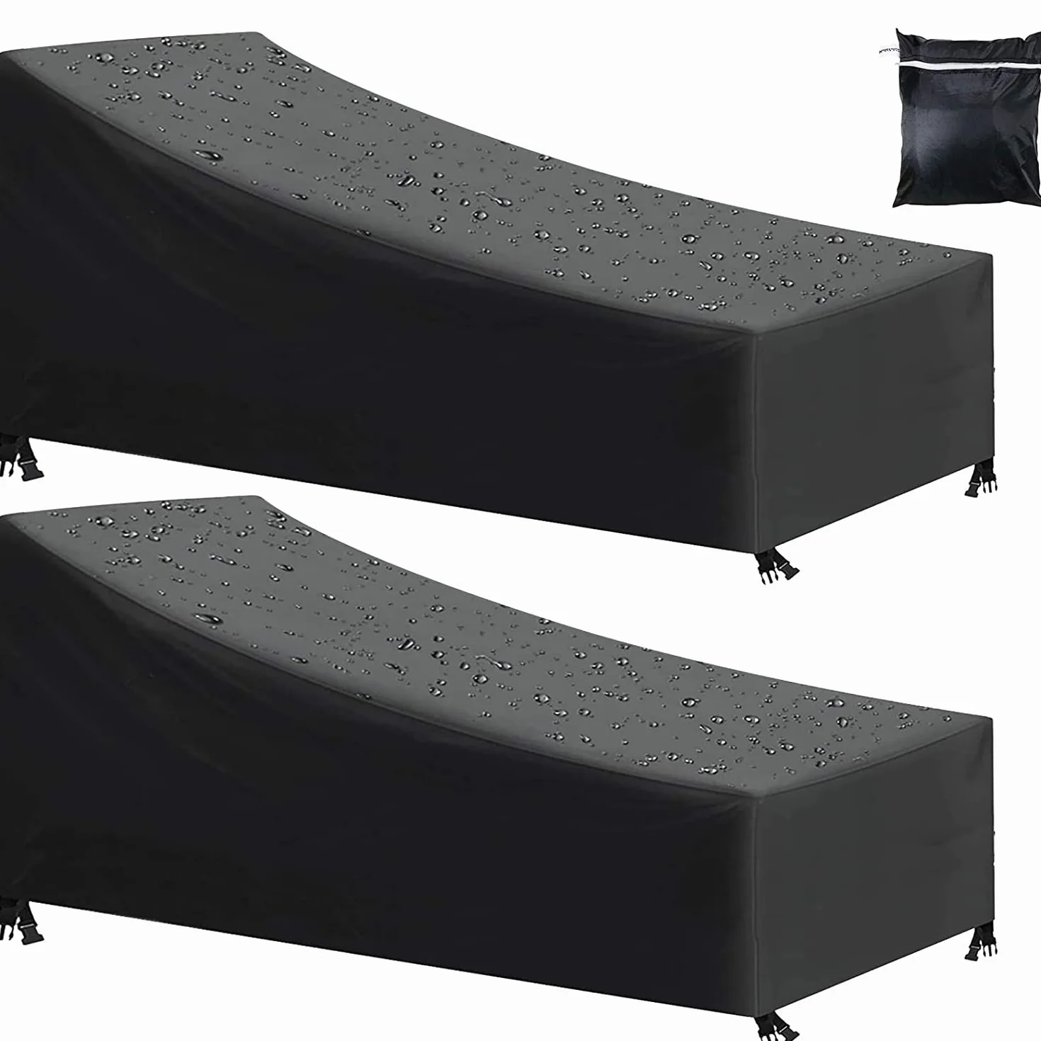 Housse de Chaise Longue de Jardin 2 pcs Imperméable Anti-UV Tissu Oxford 210D Noir 200x75x40/70cm