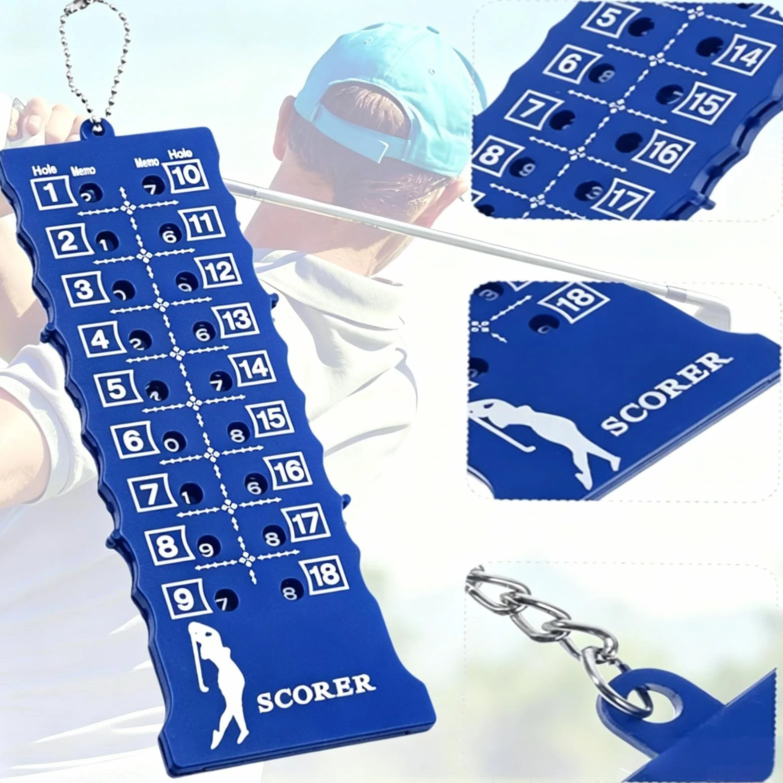 Compteur de Score de Golf 2 Pièces, Tableau de Bord 1 Bleu 1 Rouge, Accessoire Golf