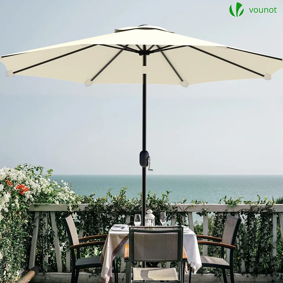 Parasol de Jardin Inclinable 270cm Toile Protection UV Beige