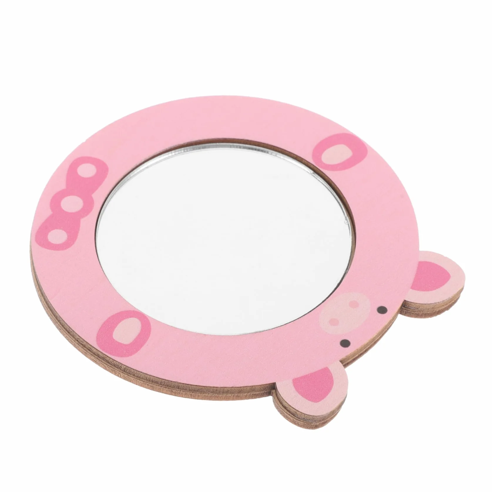 Miroir en Bois et Verre ERINGOGO pour Enfant, Jouet Éducatif Sécurisé, Petit Miroir à Main Rose