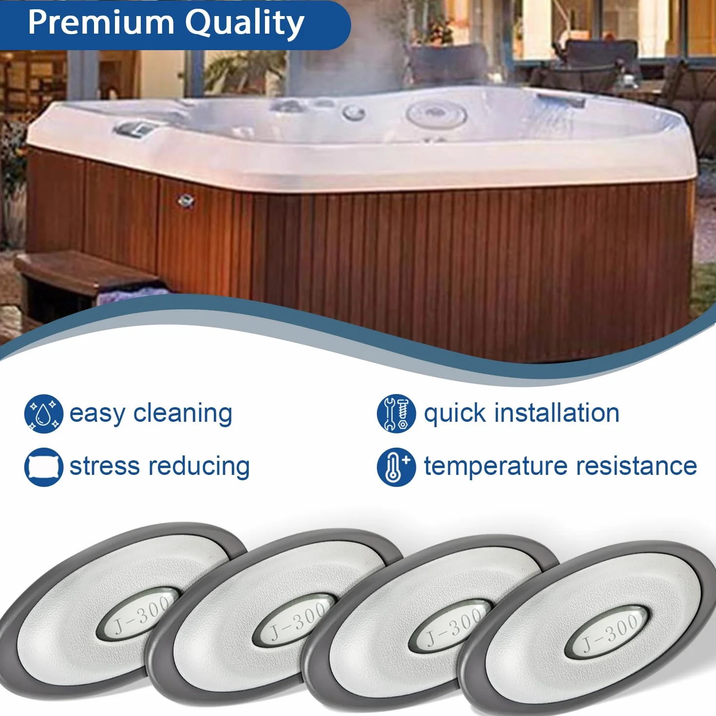 Lot de 4 Coussins Ovales + Support Arrière pour Jacuzzi J-300 Series Hot Tubs & Spas (2014-2018)