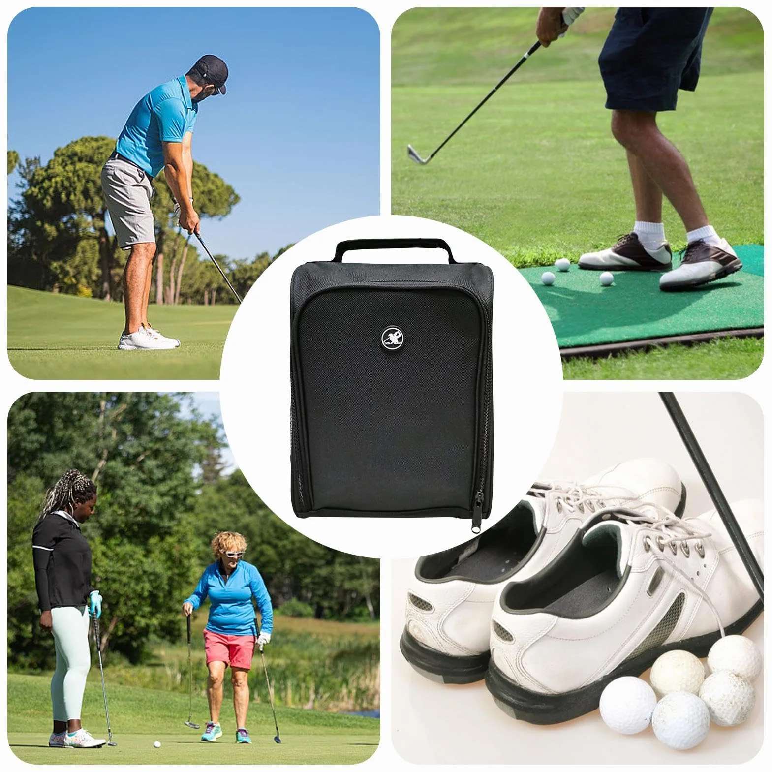 Sac de transport de chaussures de golf avec fermeture éclair et ventilation, grand sac de rangement