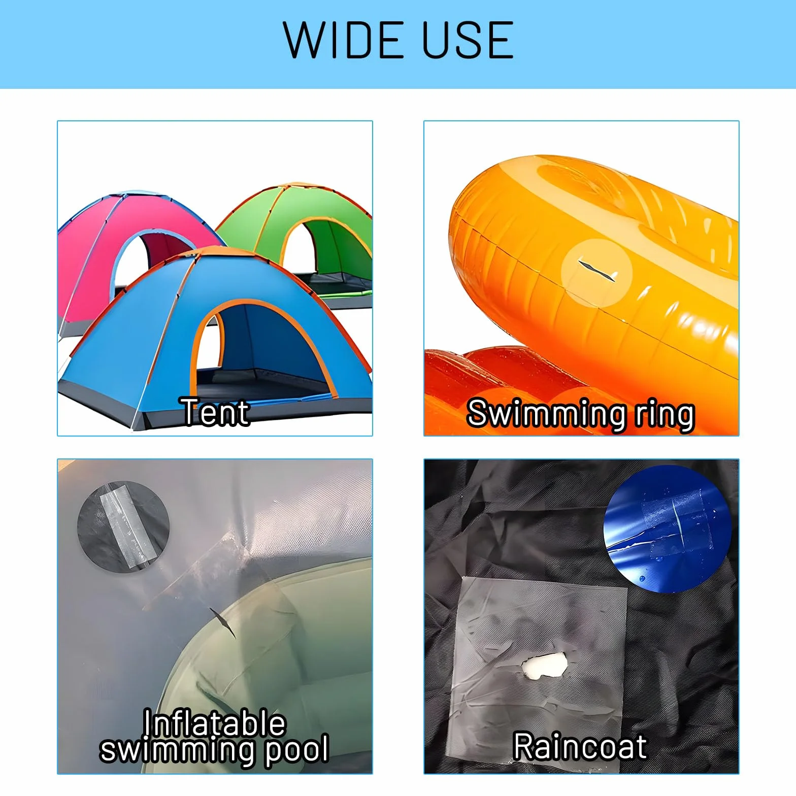 30 Pièces Kit de Réparation pour Matelas Gonflable, Rustine Piscine 6.5x6.5 cm