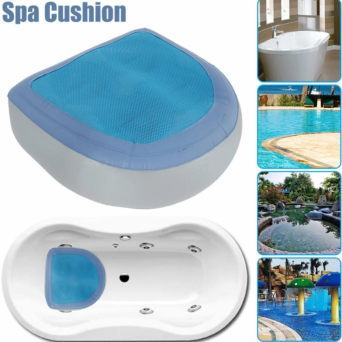 Rehausseur de siège Gonflable Spa Booster Coussin de Siège Soutien Dorsal Salle de Bain Doux Gonflable Tapis Antidérapant Coussin Dorsal Relaxant Bleu 2 pièces
