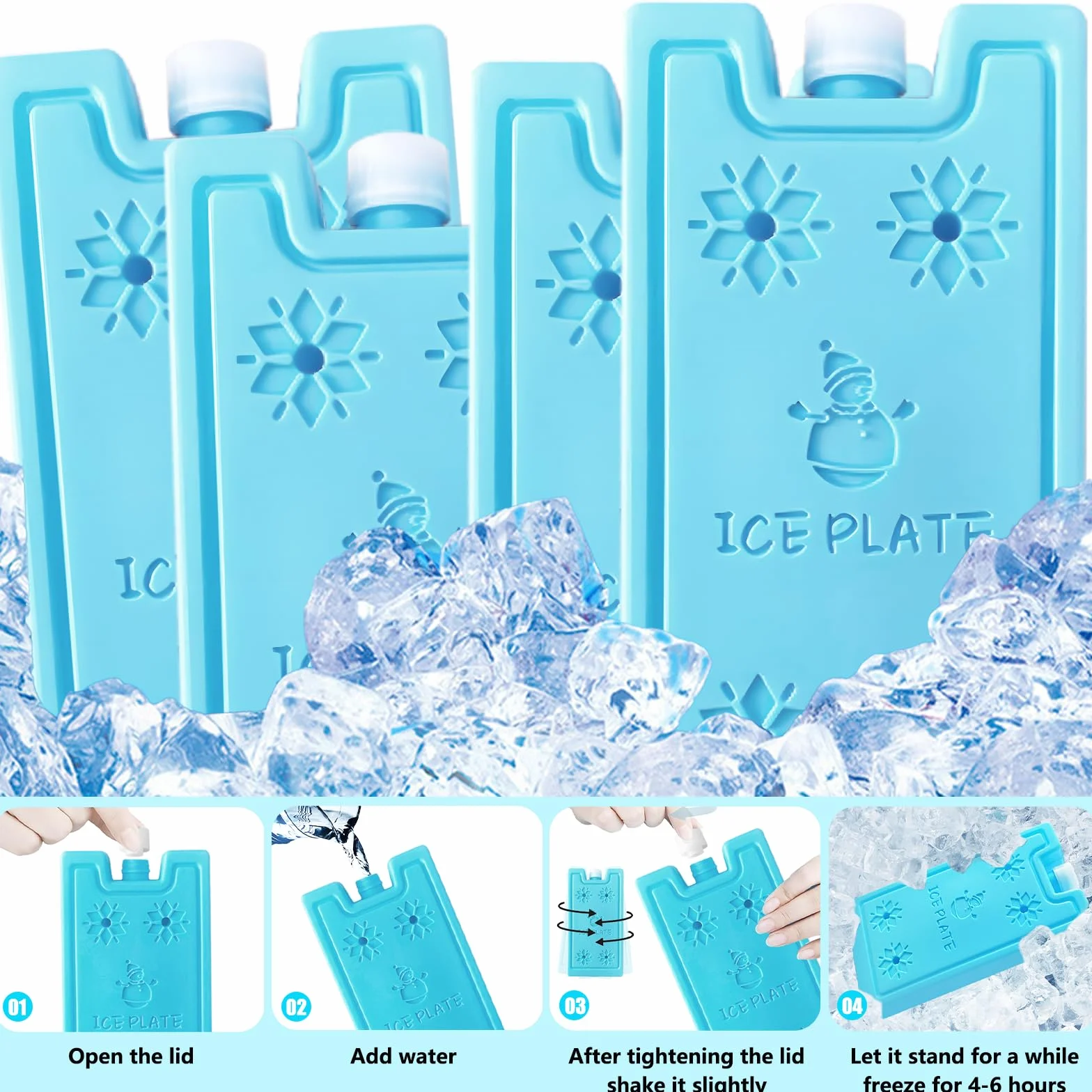 Bloc Glace Reutilisable 260ml 6 Pieces Glaciere Sac Isotherme Refrigere Voyage Camping