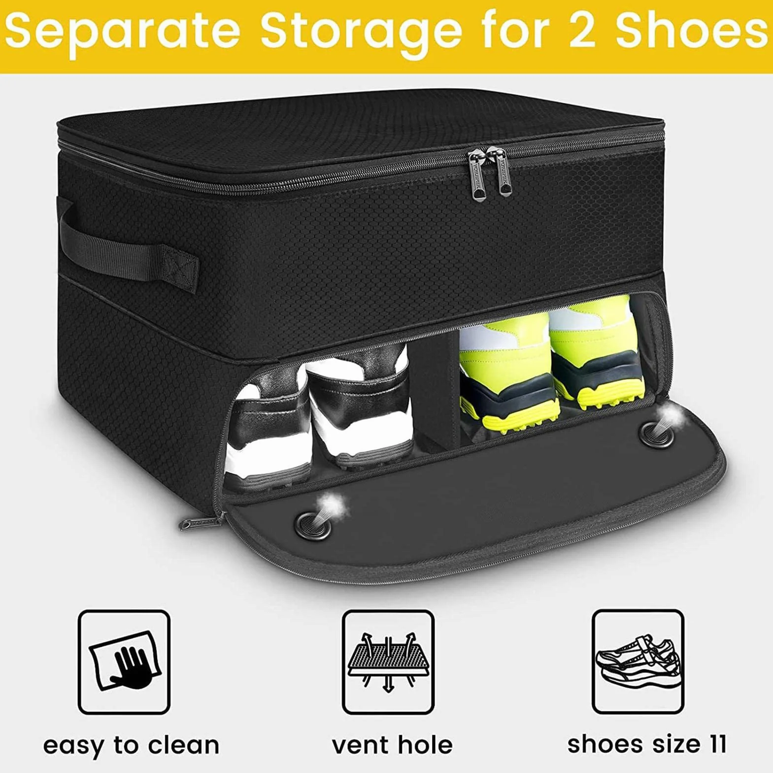 Sac à Chaussures de Golf Pliable, Sac d'Accessoires de Golf, Boîte à Brosses pour Hommes et Femmes, Noir