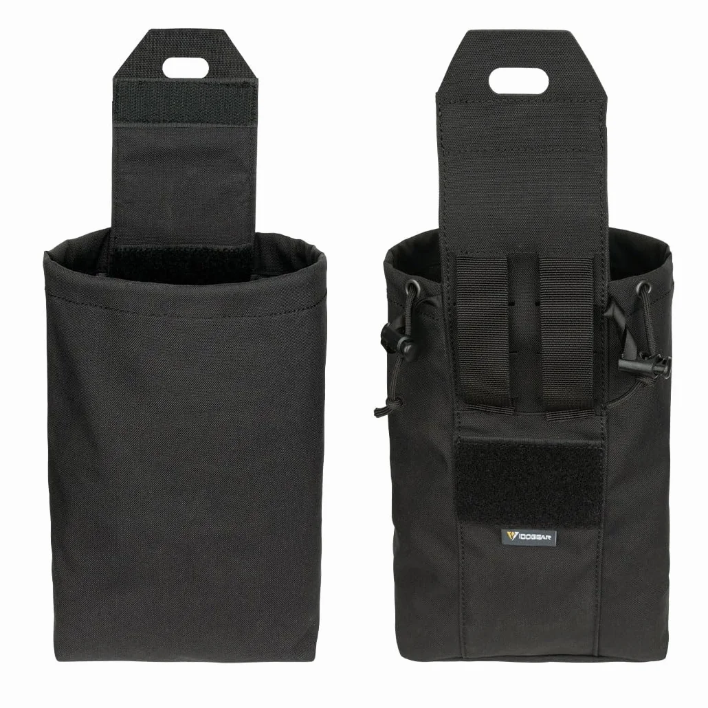 IDOGEAR Pochette de vidange Molle Sac de Recyclage de Magazines Tactique Pliable Utilitaire Poche pour Ceinture de randonnée Gilet(Black)