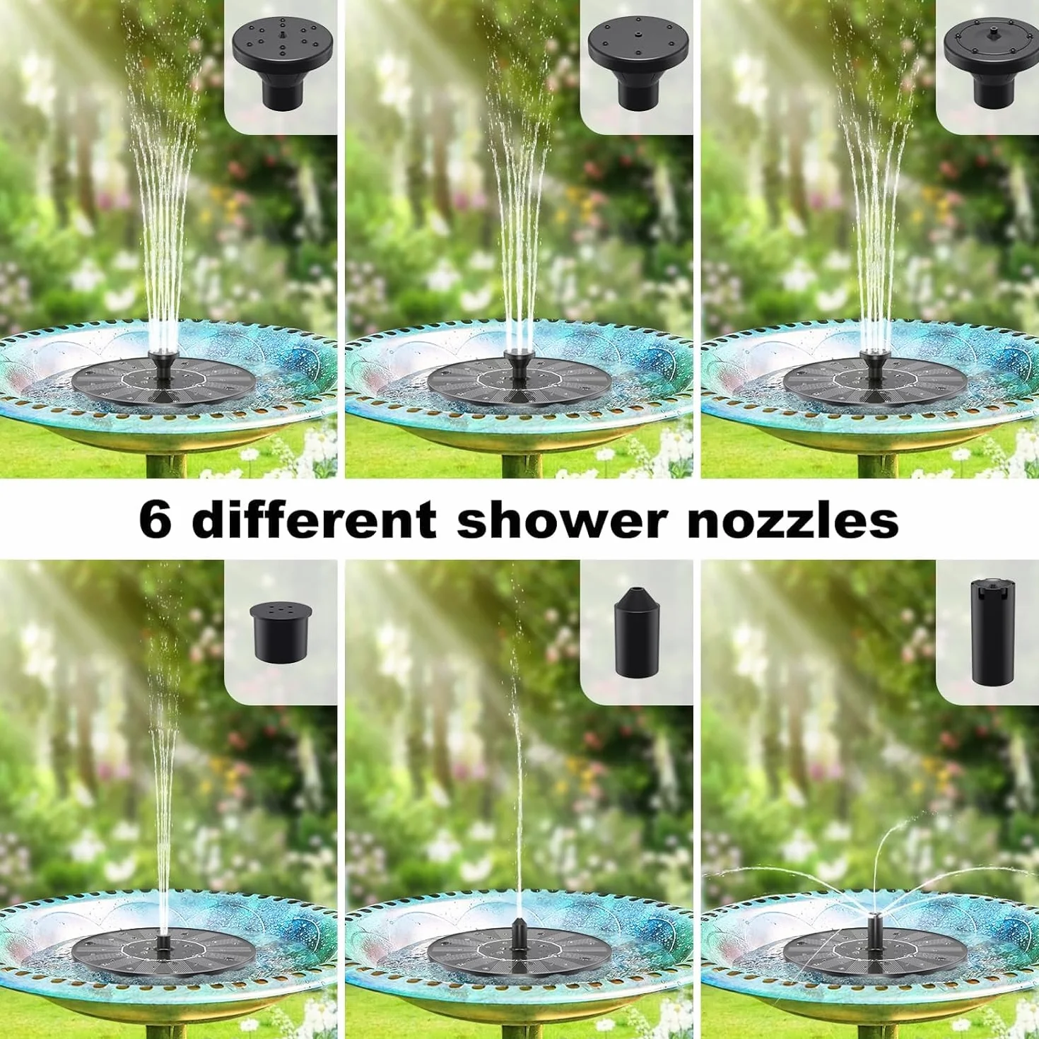 Fontaine solaire pour jardin, bain d'oiseaux, pompe à eau solaire de bassin