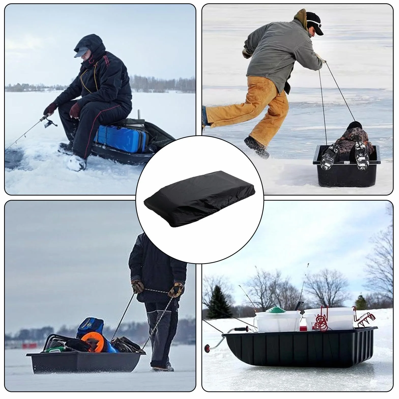 Luge pour la pêche | Traîneau de pêche sur Glace de Voyage extérieur pour l'hiver, la Chasse, Le Voyage, traîneau de Protection avec Serrage élastique pour la Neige, la poussière, Le Gel