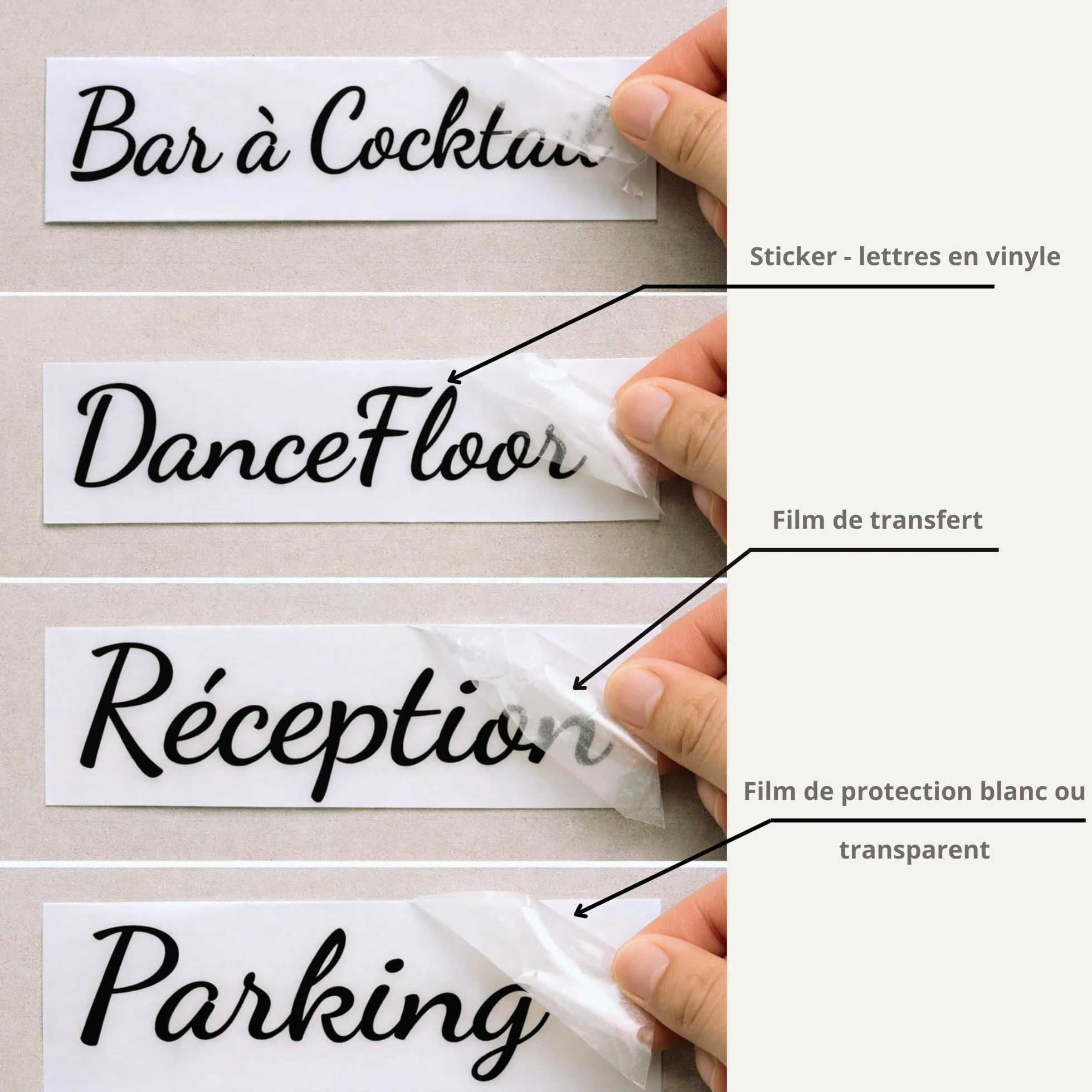 Sticker personnalisé mariage baptême anniversaire décoration événement bois miroir plexiglas fabrication artisanale française