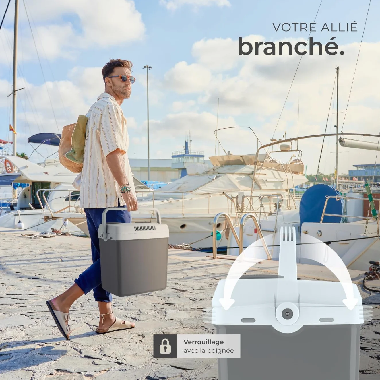 tectake® Glacière électrique 2en1 réfrigérante et chauffante 32 ou 40 L, Poignées de Transport, Mode ECO, Connexion Secteur 220V, Allume Cigare 12V, Glaciere Electrique Camping Pique Nique Plage