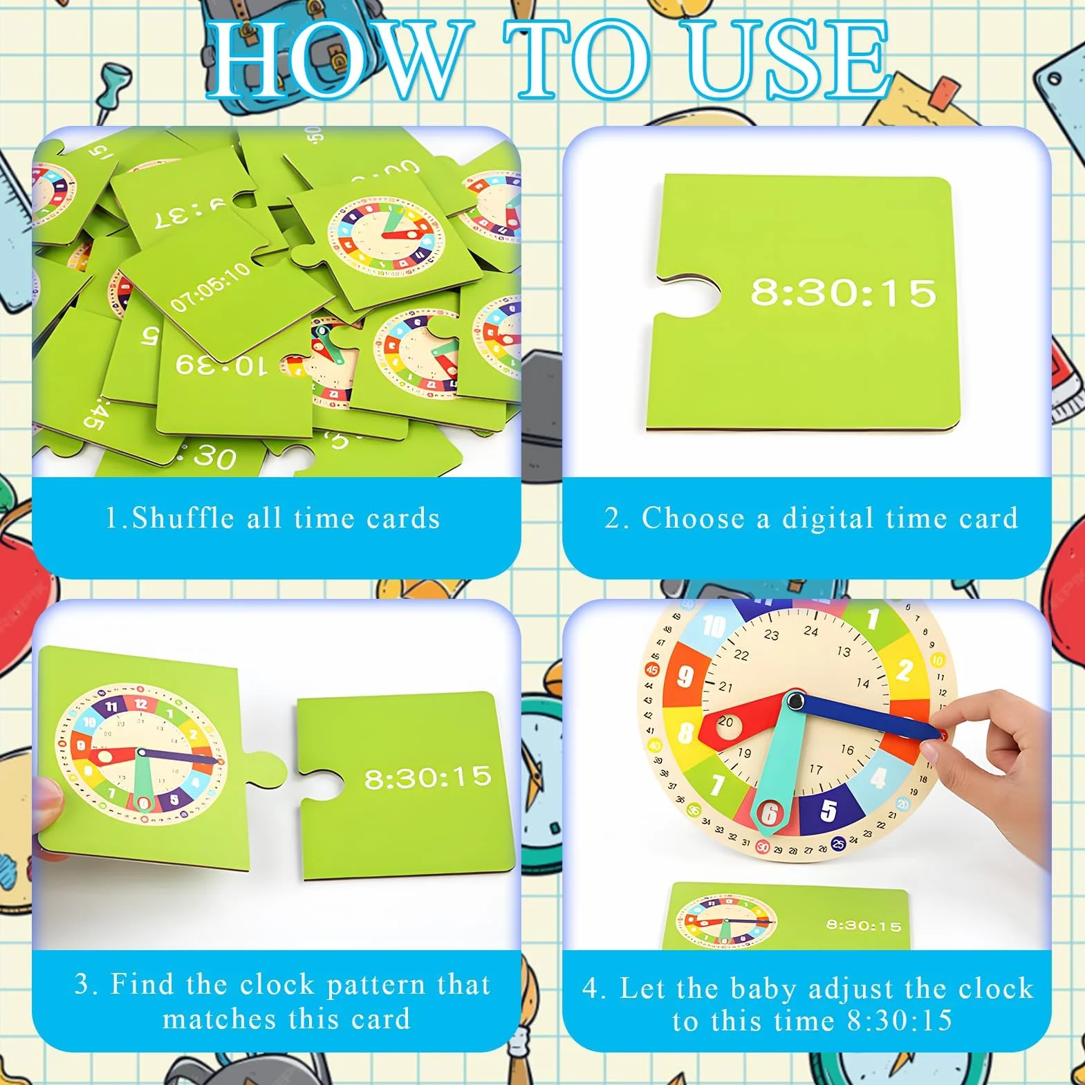 Horloge d'Apprentissage en Bois Montessori Time Timer pour Enfants - Jouet Éducatif pour Apprendre l'Heure