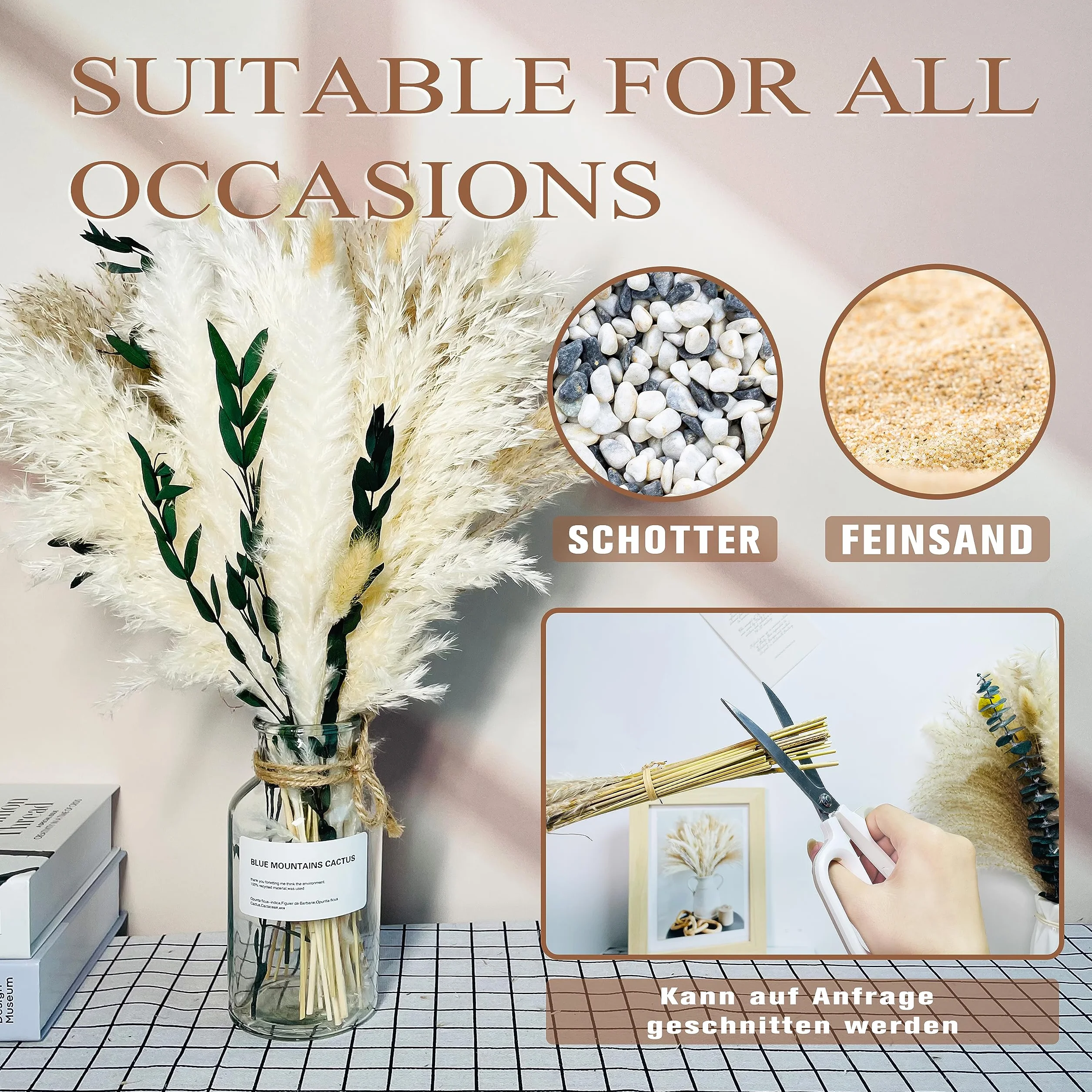 Bouquet Fleurs Séchées Naturelles Pampas Déco Herbe Pampa Boho Maison Mariage 48 Bâtons