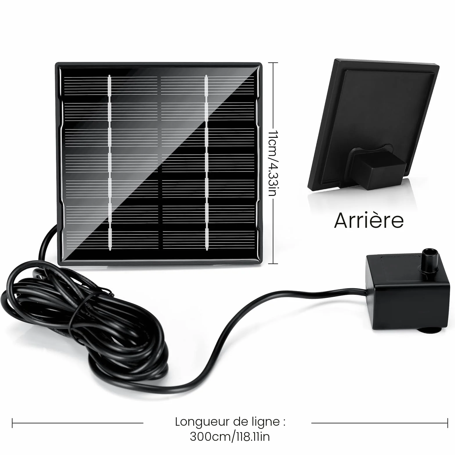 Fontaine Solaire 1.5W Pompe de Bassin avec 6 Buses et Conduite 3m Extérieur
