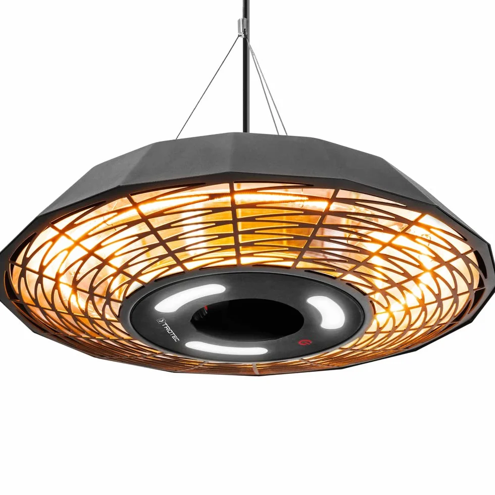TROTEC IR 2010 SC Chauffage Plafond Infrarouge 2000W IP45 Noir Étanche Télécommandé LED