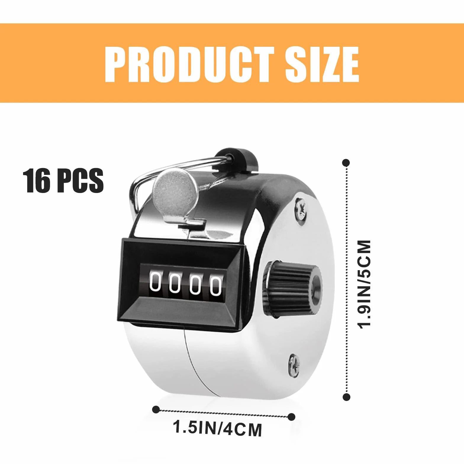 Lot de 16 compteurs manuels en métal à 4 chiffres, compteur de personnes, compteur de quantité, argent