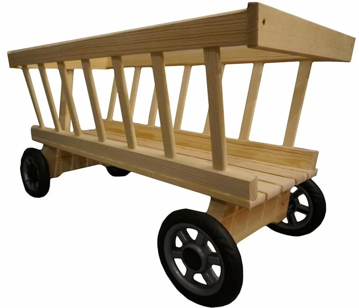 Chariot À Main en Bois, Chariot De Jardin Poussette-Jouet, Roues Avant Pivotantes, Grand